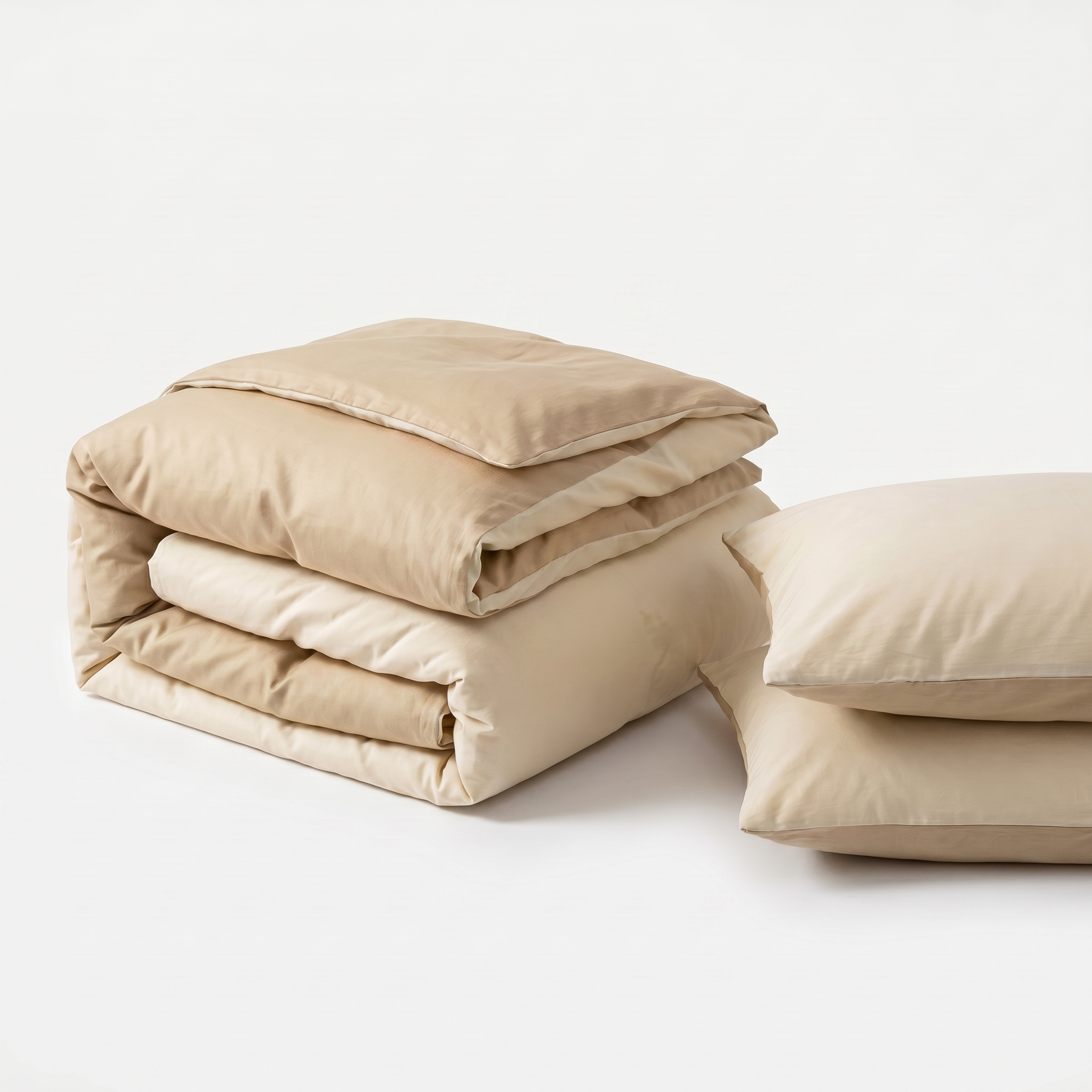 Nuvola Reversible Cotton Duvet Set Champagne Cream folded