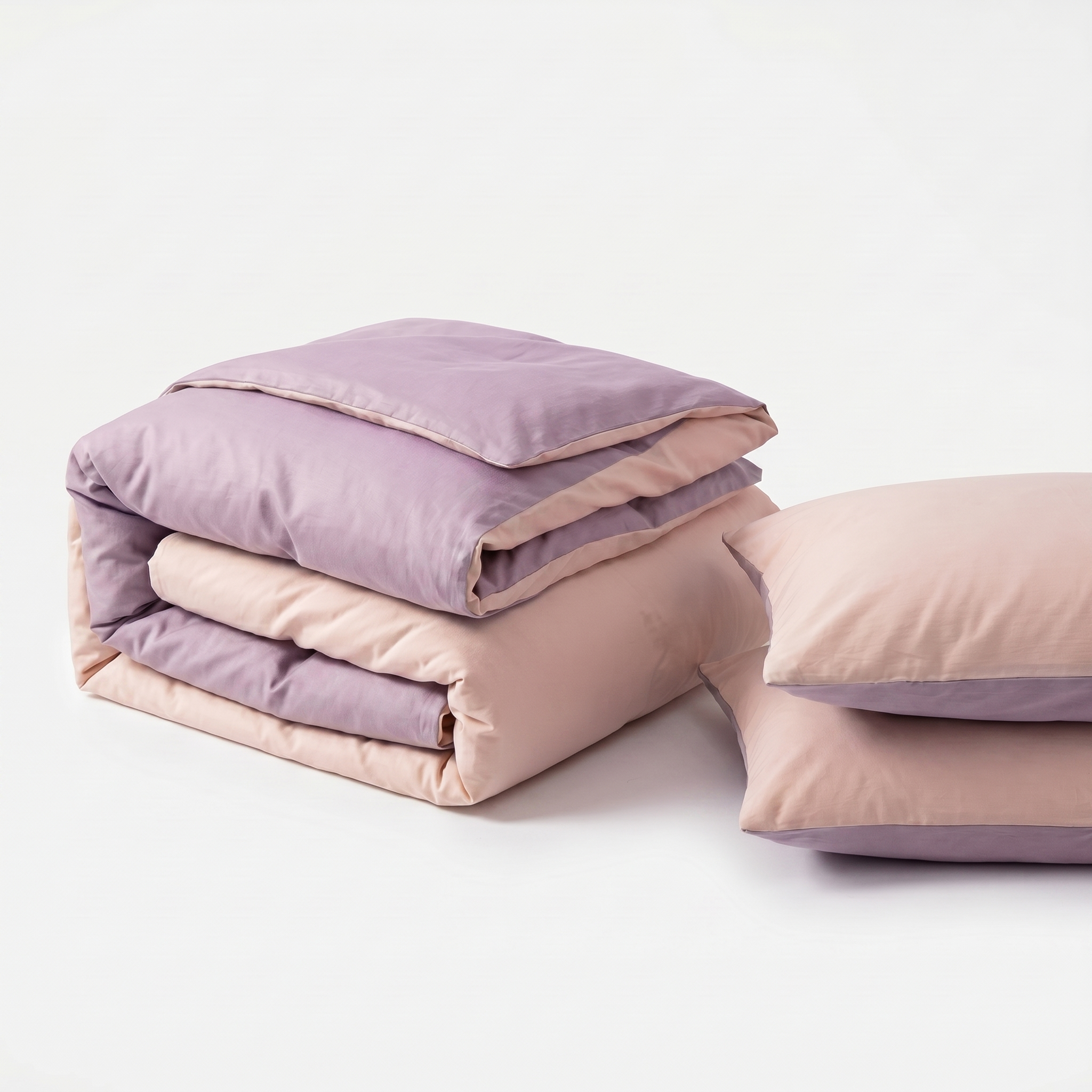 Nuvola Reversible Cotton Duvet Set Petal Lilac folded