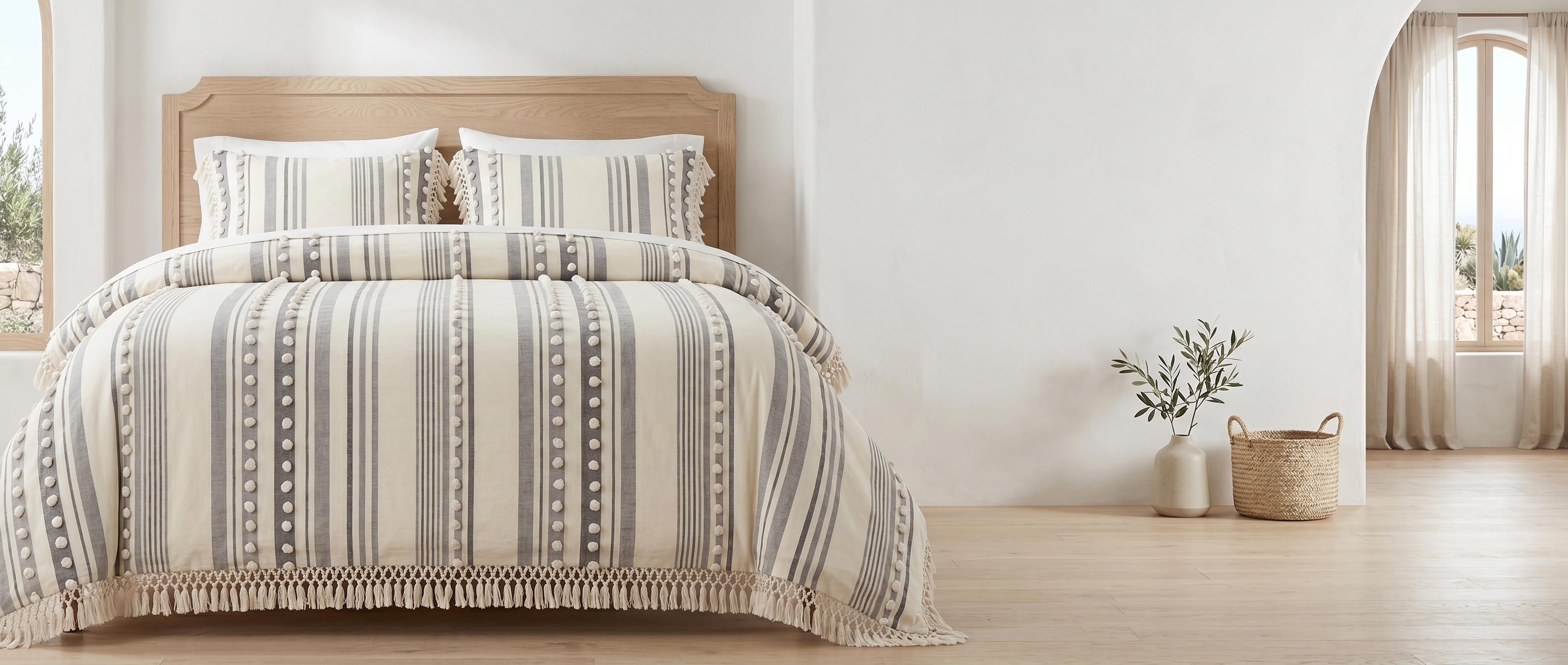 Riviera Tufted Stripe Duvet Set bedroom banner