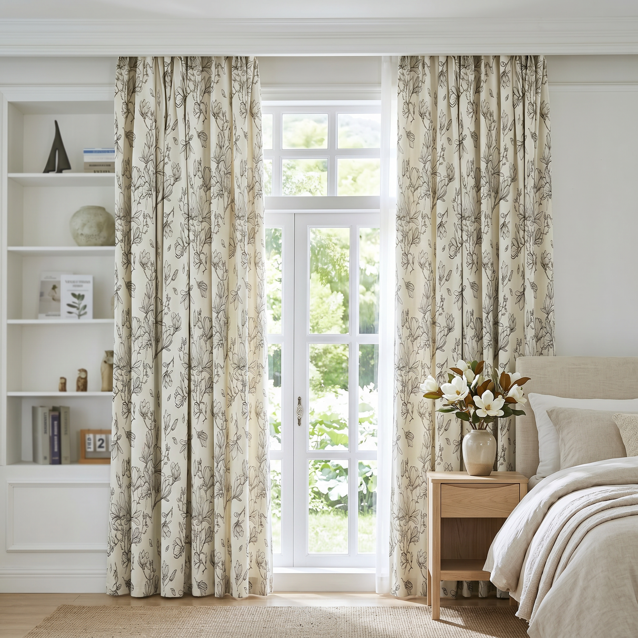 Belfiore Floral Blackout Curtain in a bright bedroom