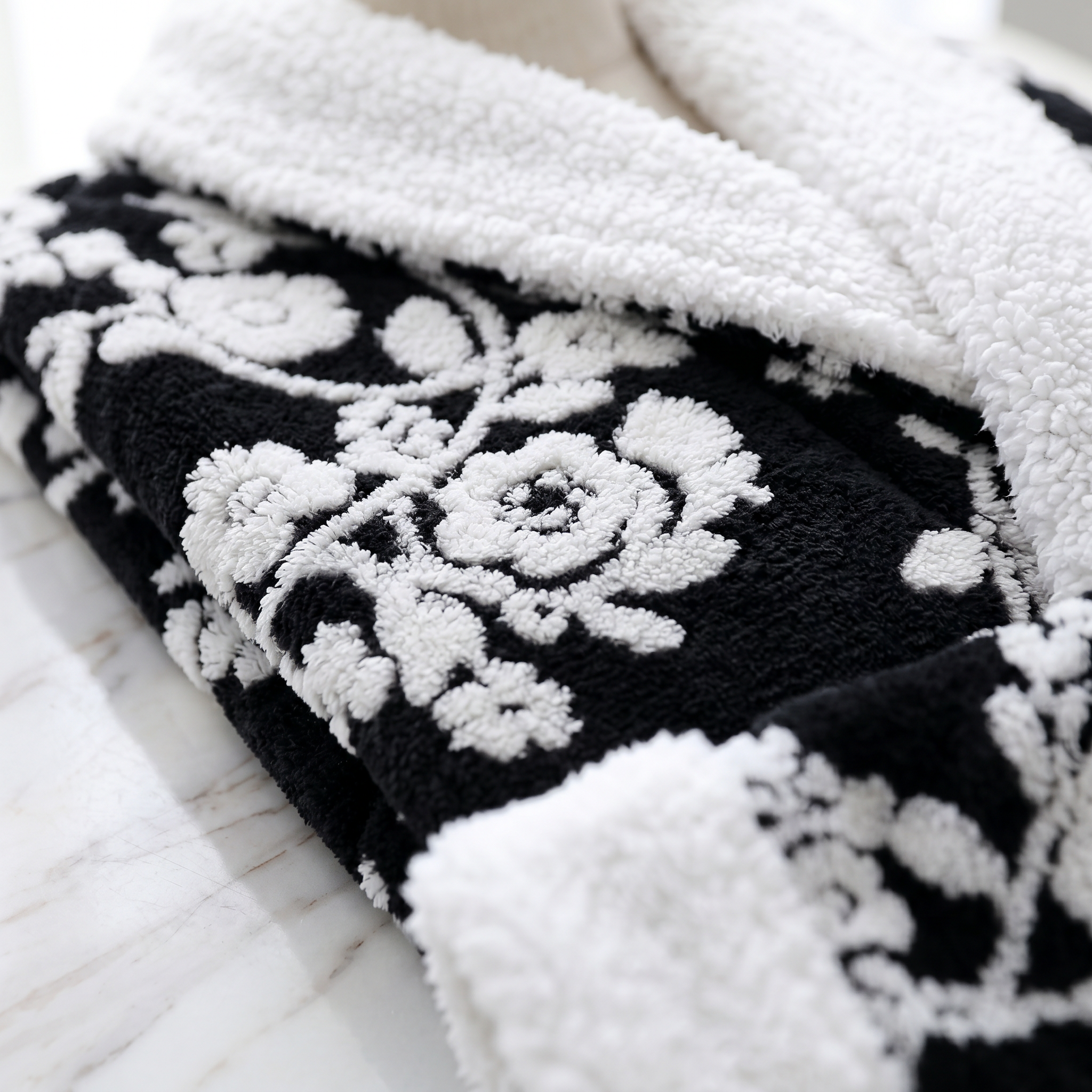 Amorosa Floral Jacquard Robe plush jacquard texture detail