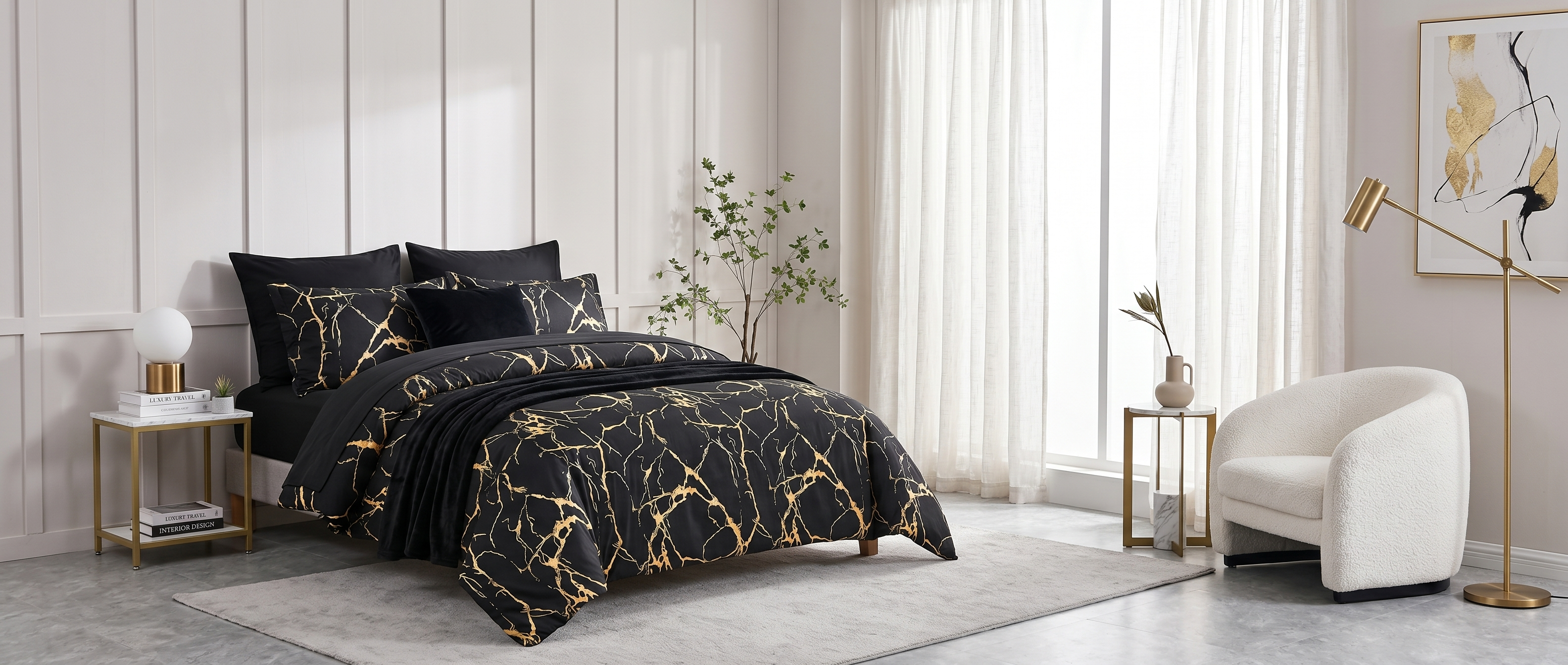 Carrara Gold Marble Duvet Set bedroom banner