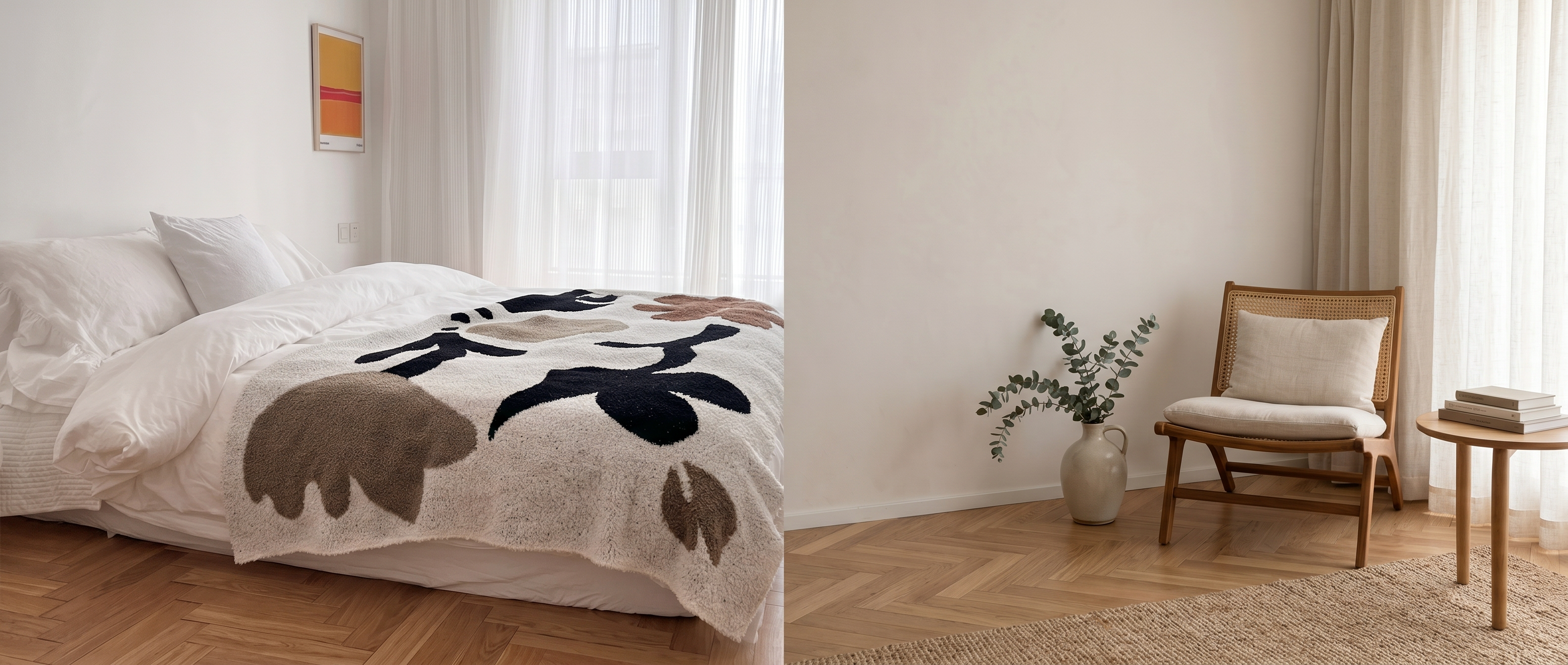 Fiorella Abstract Floral Throw Blanket bedroom banner