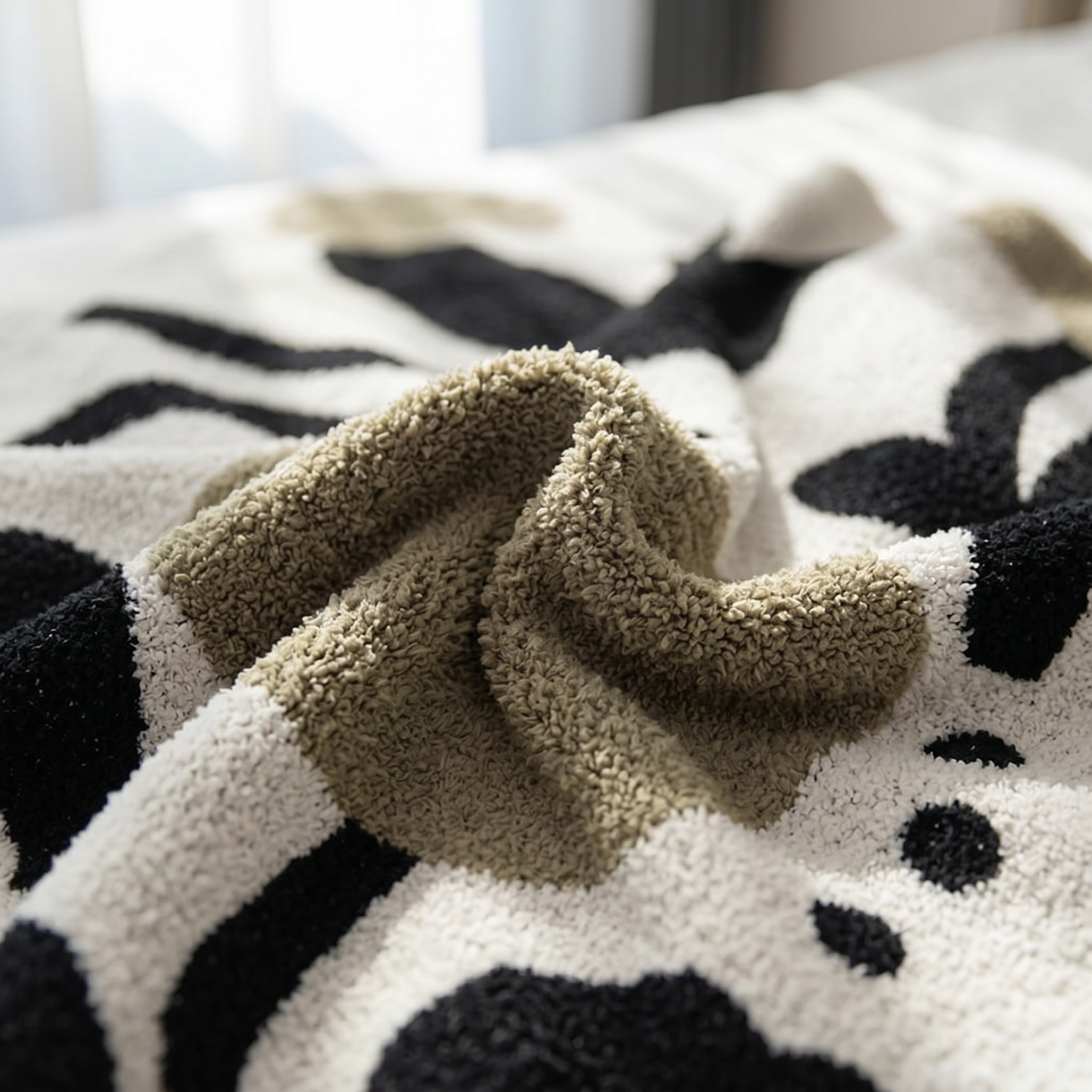 Fiorella Abstract Floral Throw Blanket plush texture