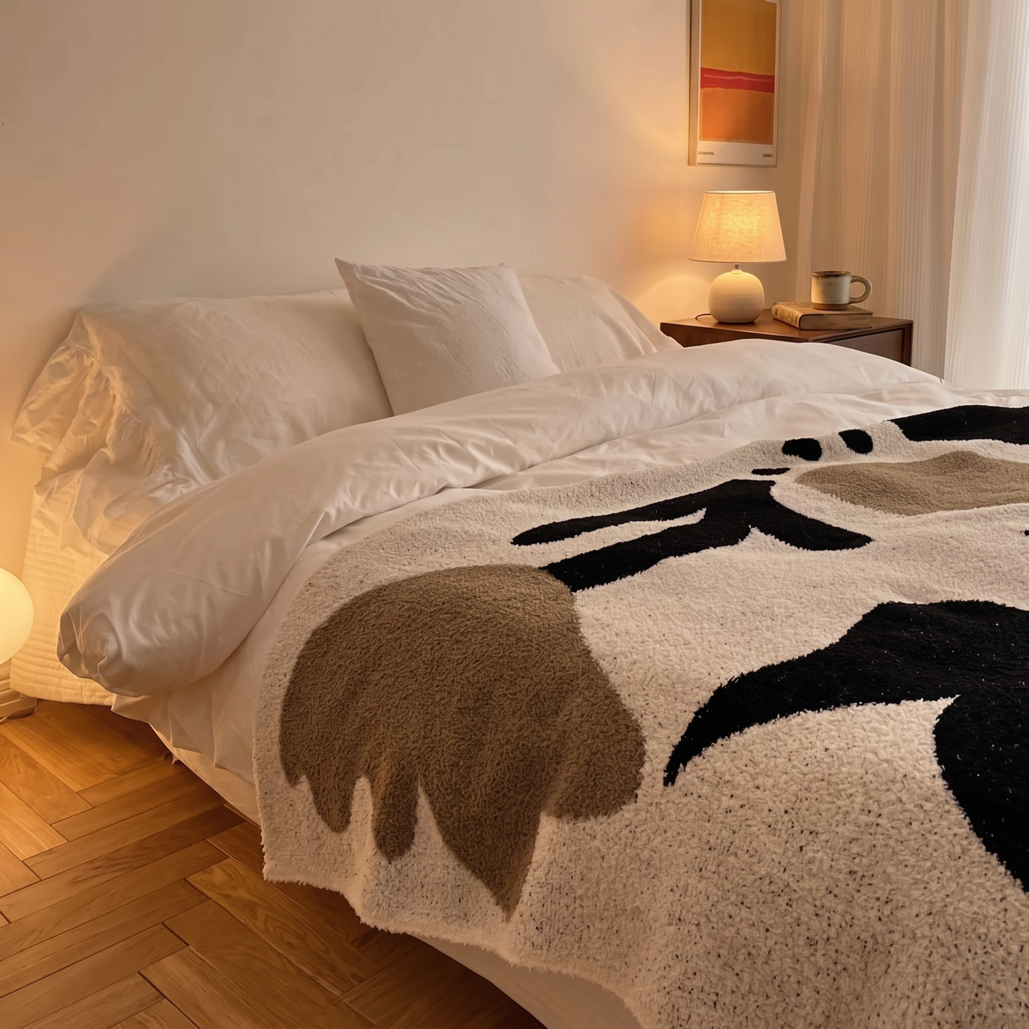 Fiorella Abstract Floral Throw Blanket cosy bed