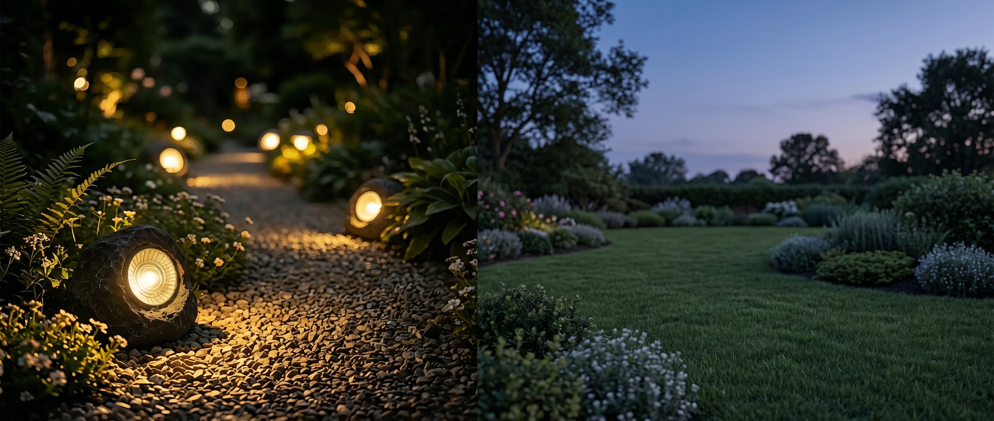 Lucciola Solar Stone Lights garden twilight banner