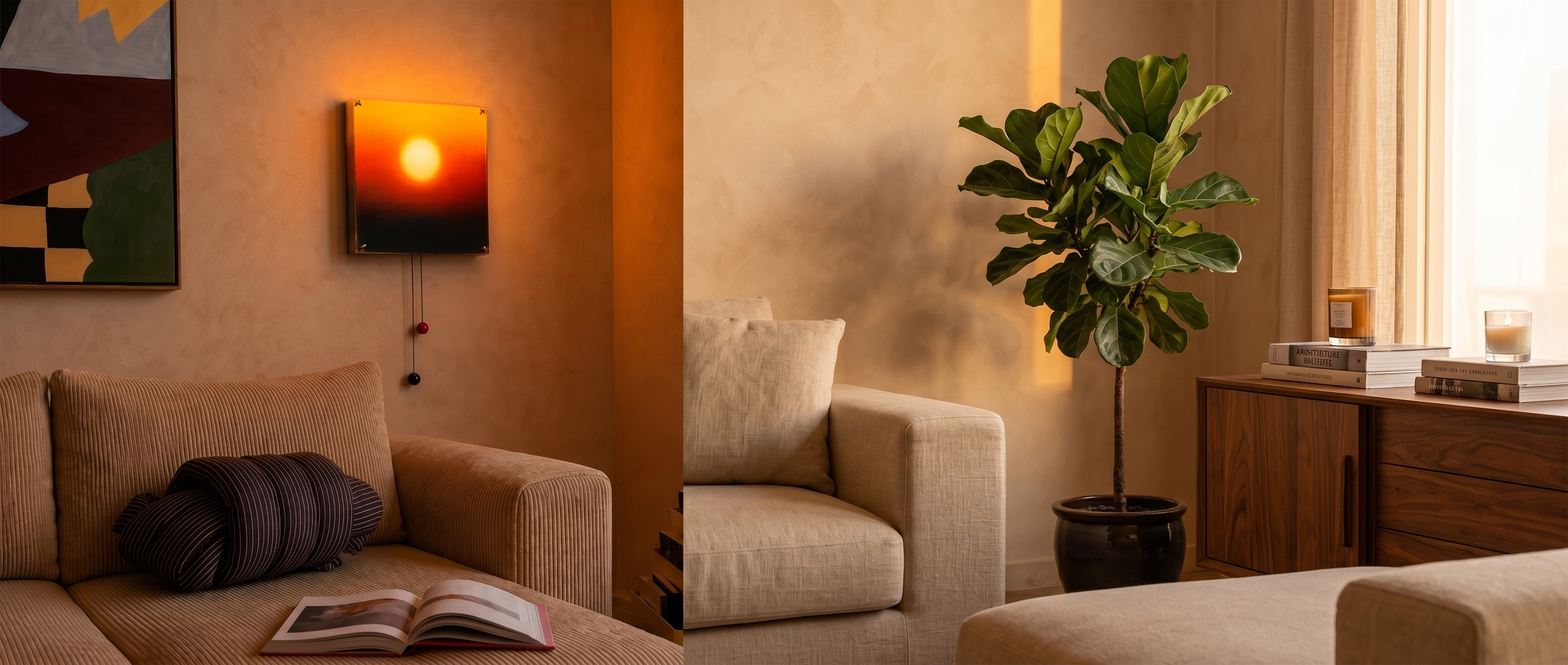 Tramonto Sunset Wall Light cosy living room banner