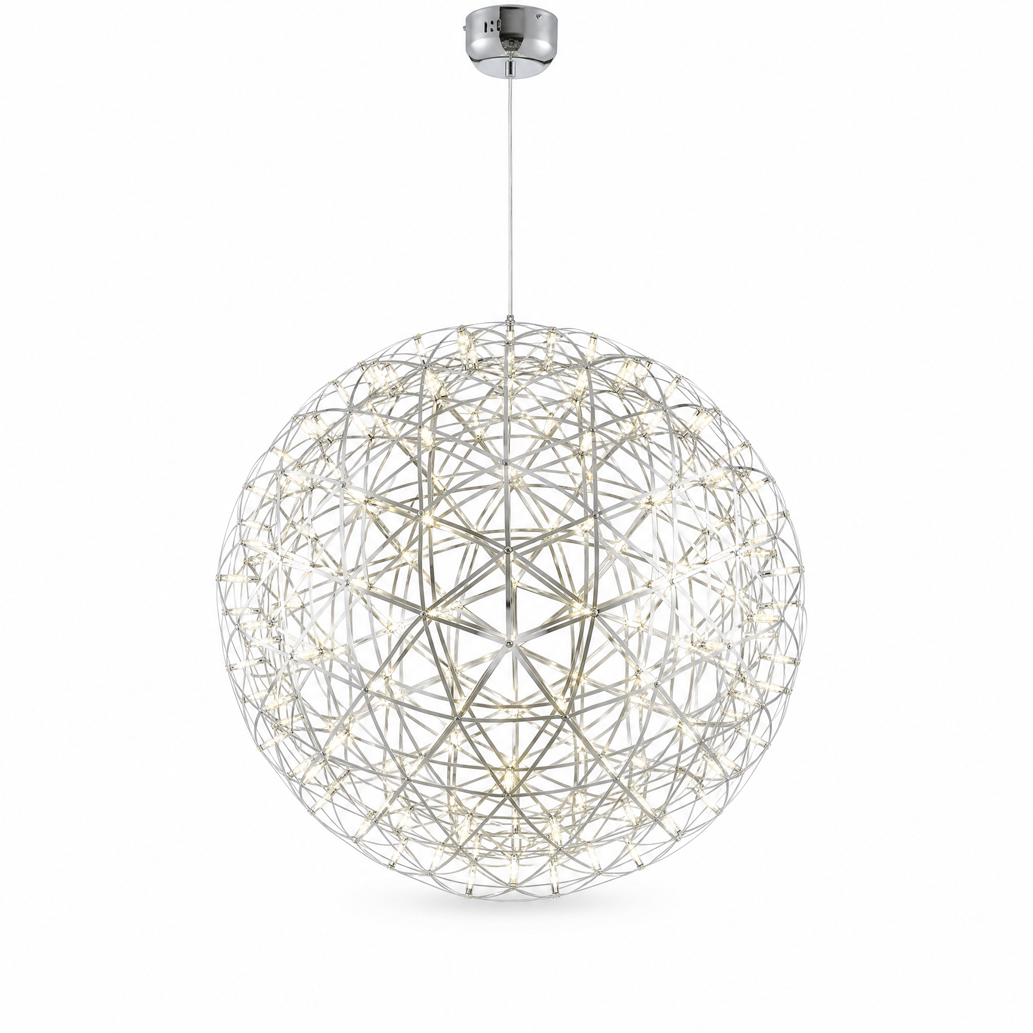 HERO Chrome warm white sphere chandelier on white