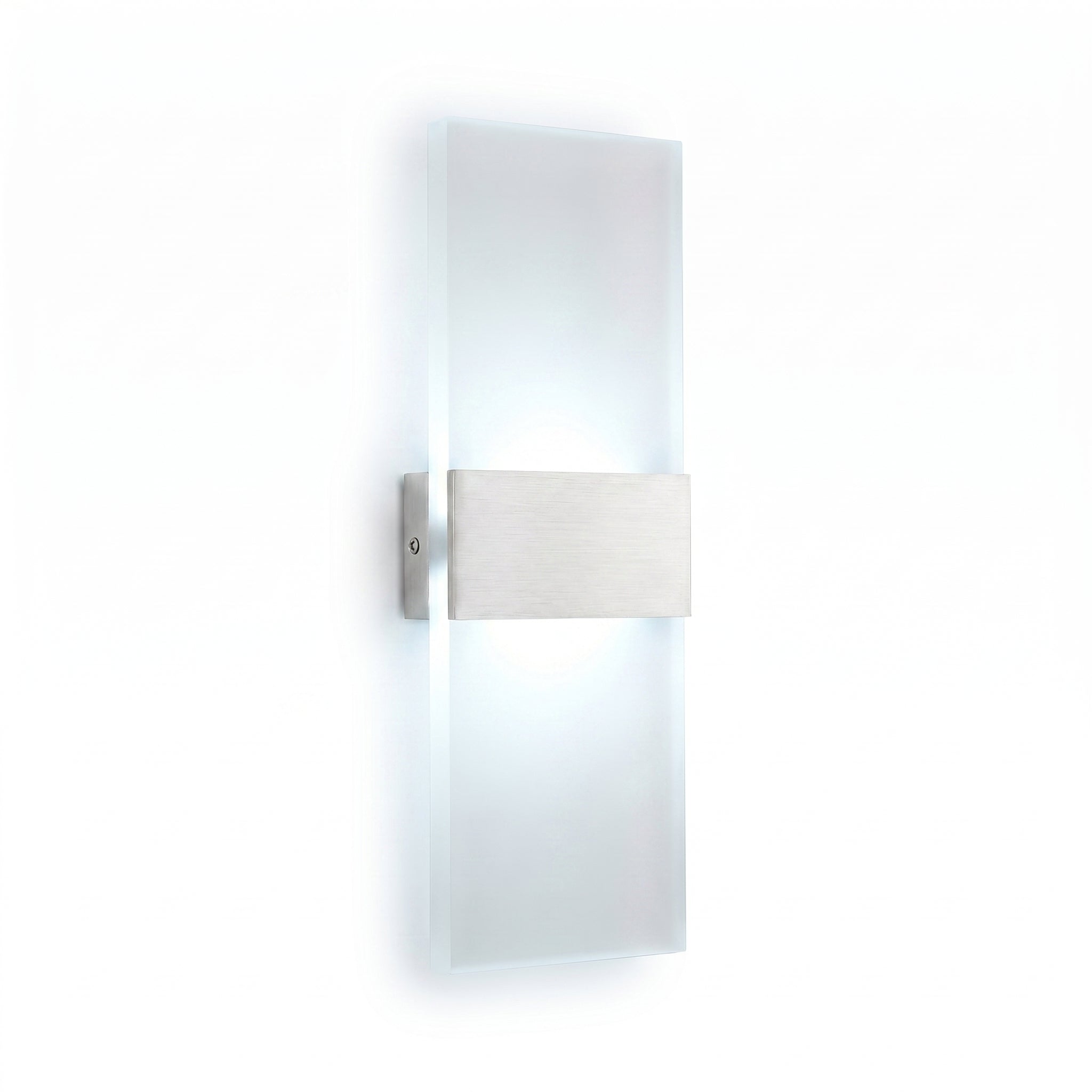 Velo Minimalist LED Wall Sconce white bar cool white light on a white background