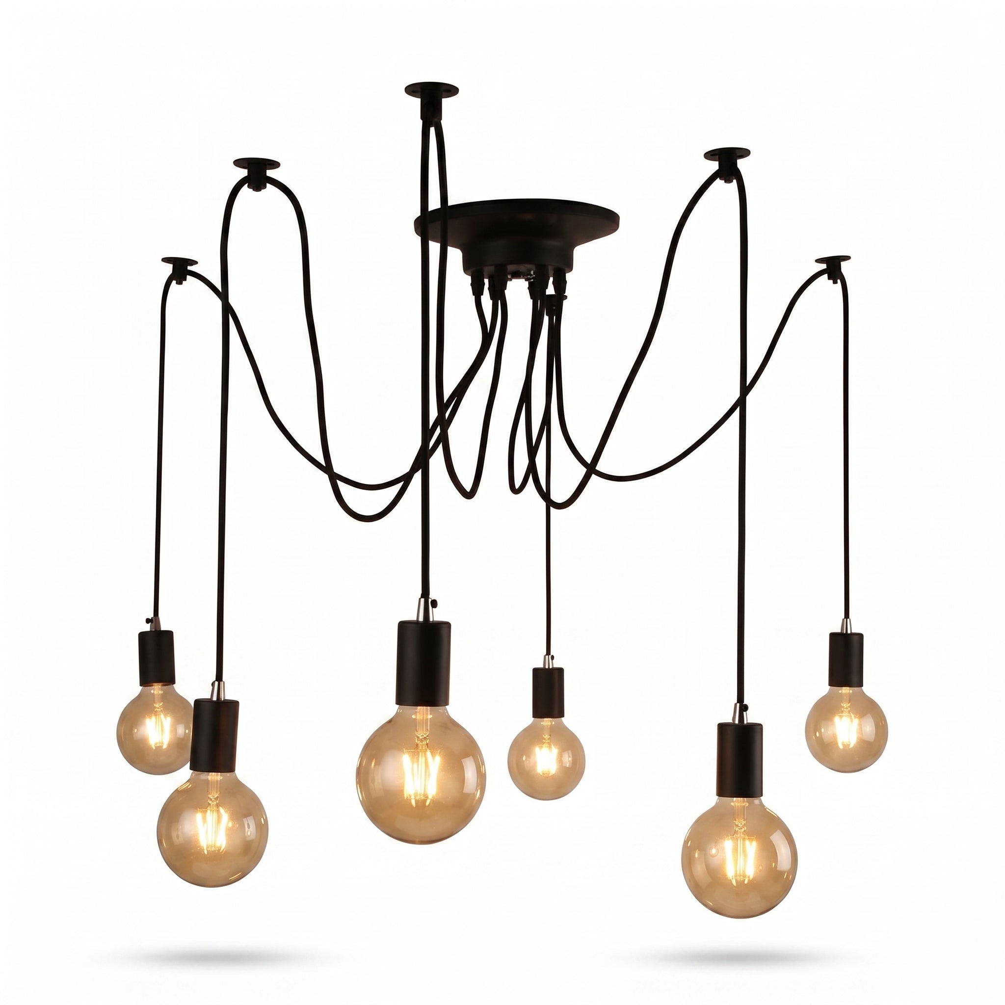 Ragnatela Dorata spider chandelier, 6 cables, lit