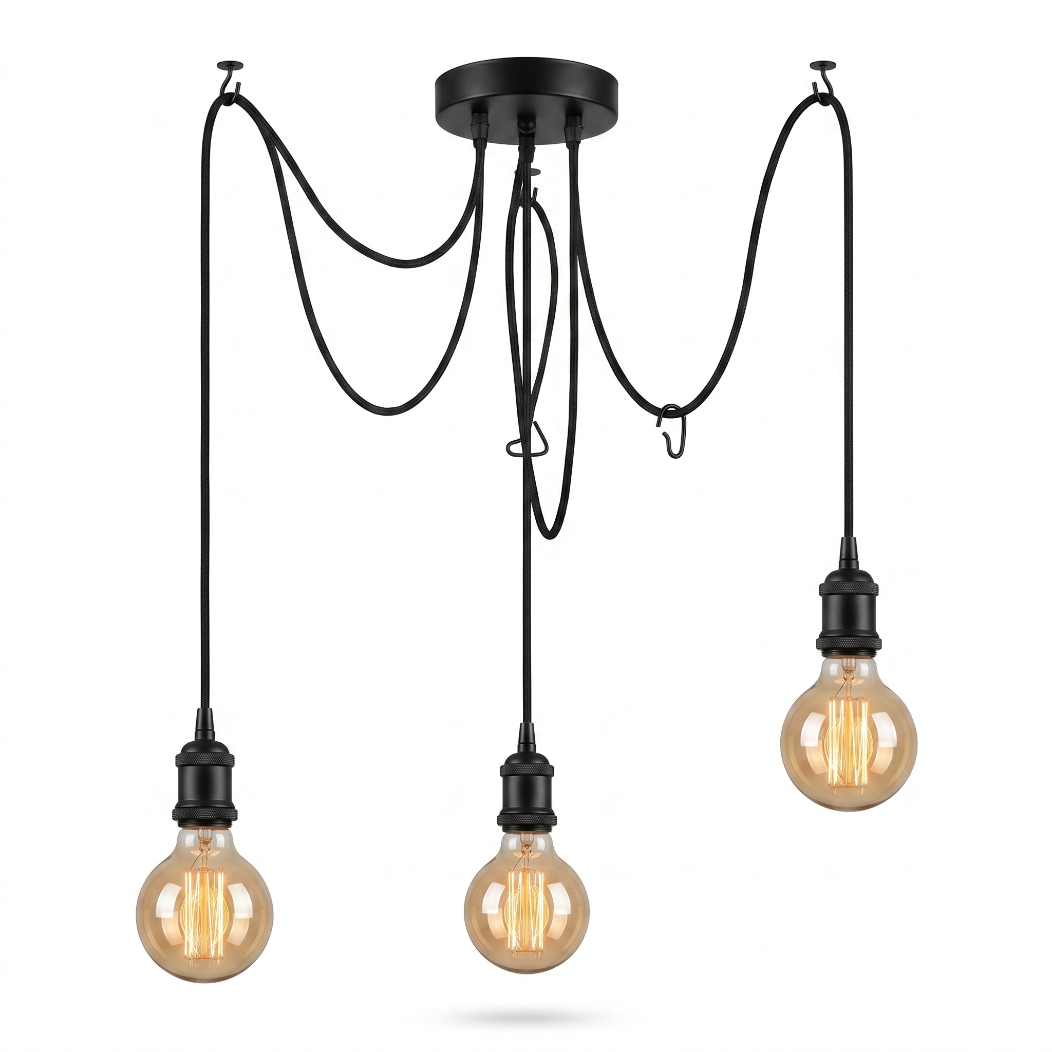 Ragnatela Dorata spider chandelier, 3 cables, lit