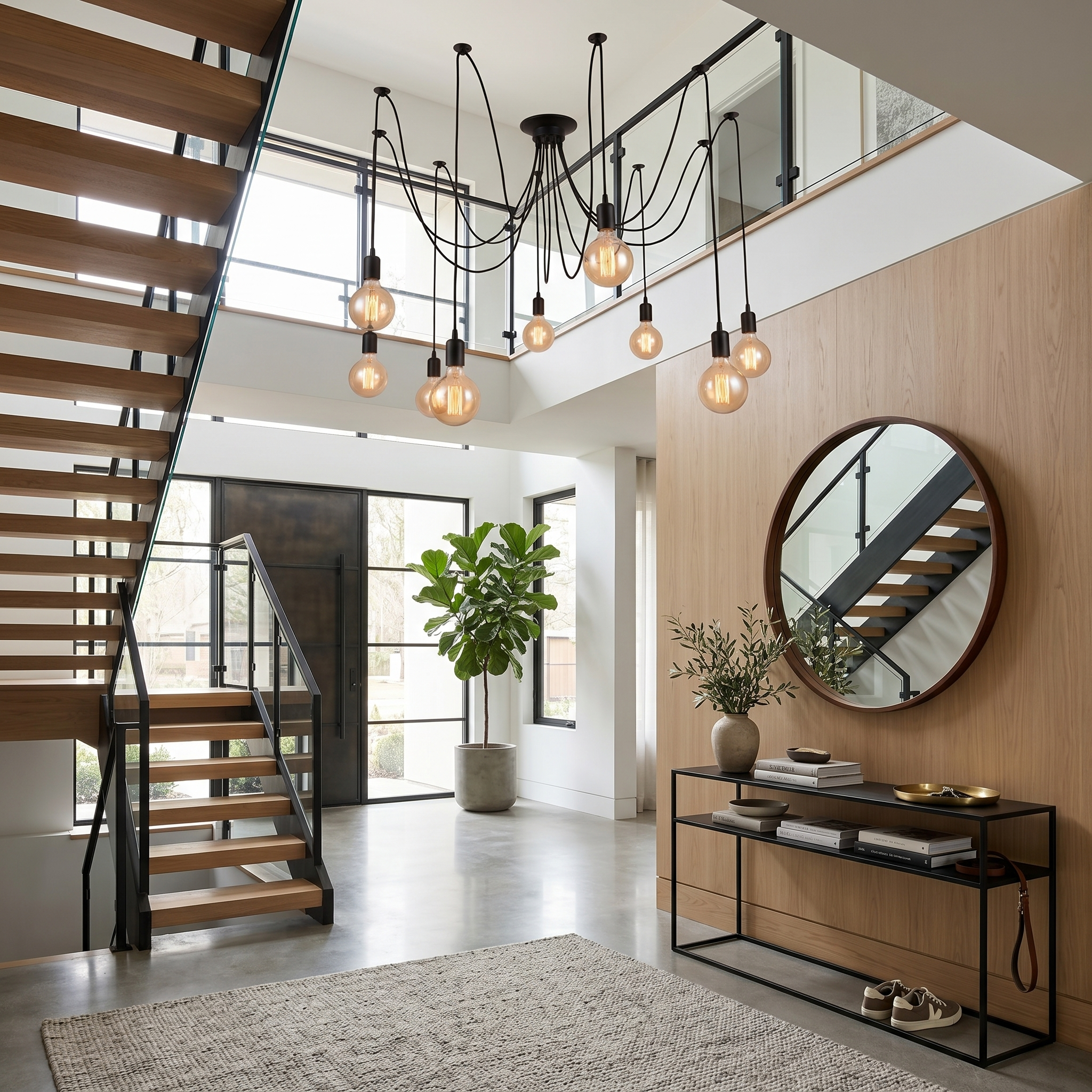 Ragnatela Dorata spider chandelier in a modern entryway