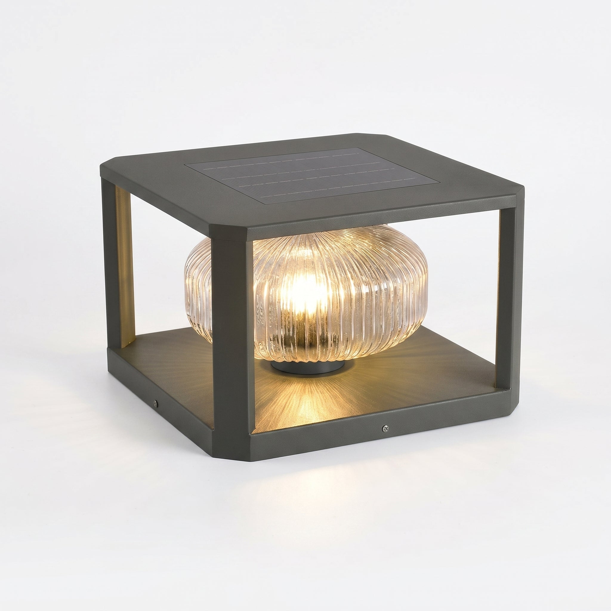 Sera Dorata solar pillar light Grand Caged Globe design
