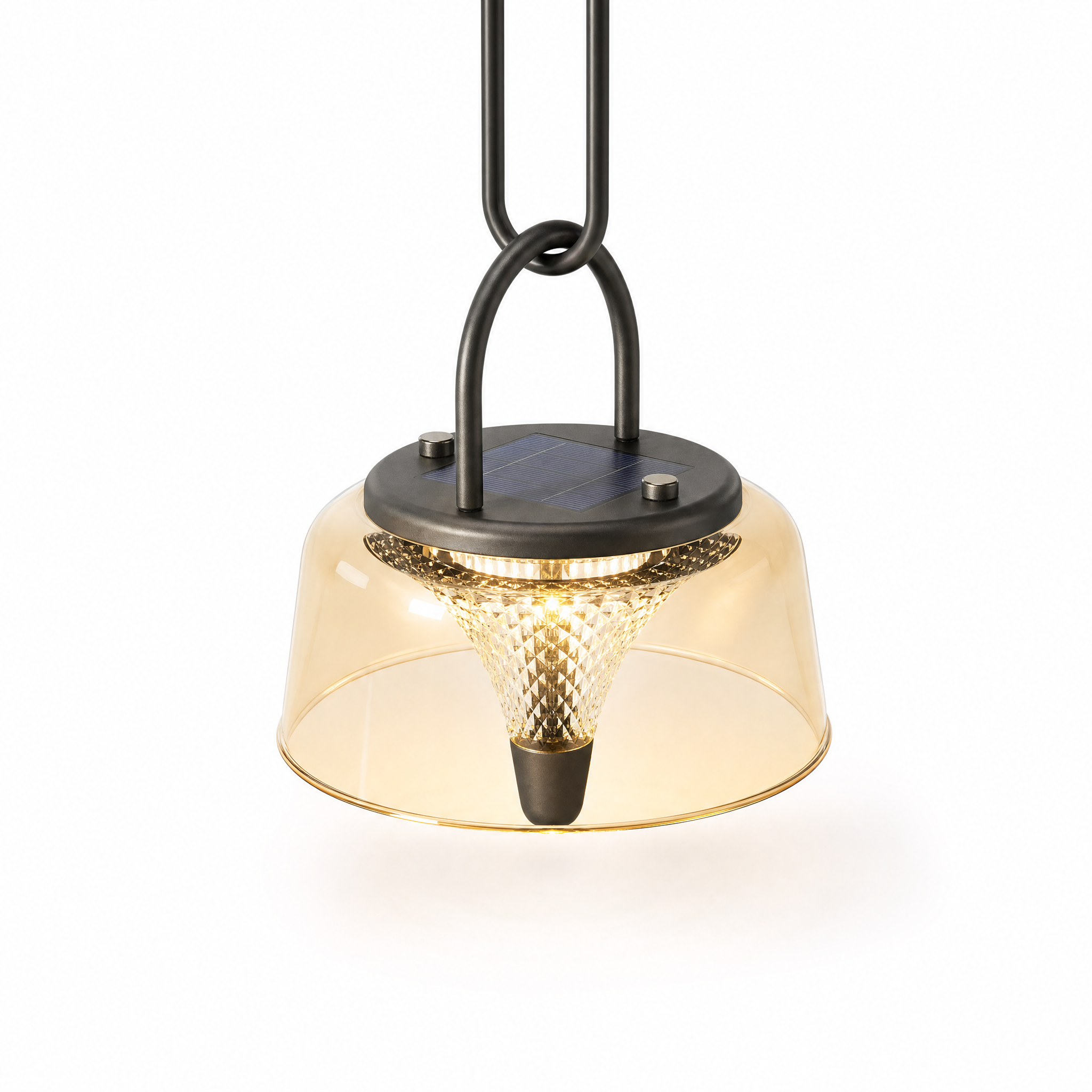 Bagliore Notturno solar hanging lantern clear glass design