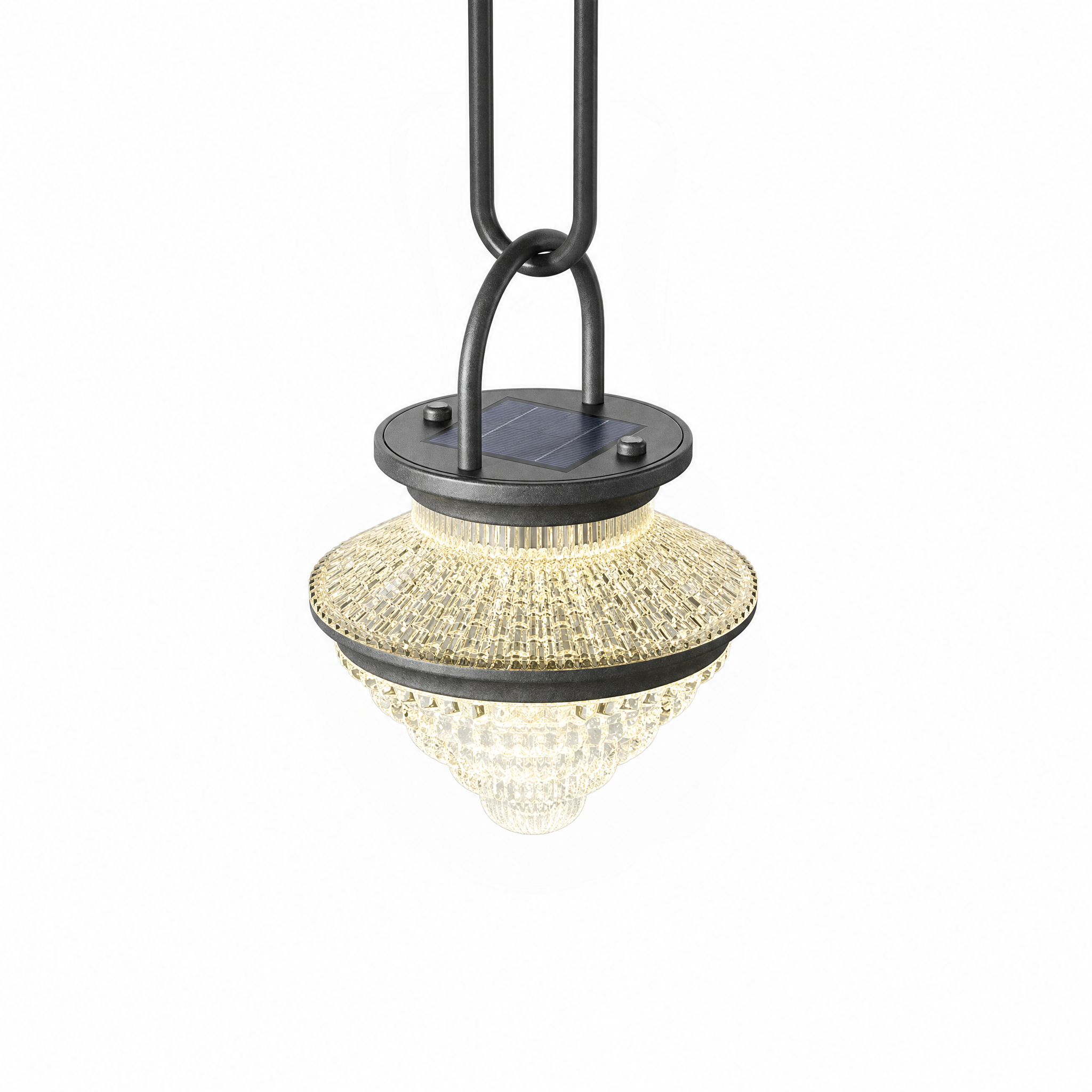 Bagliore Notturno solar hanging lantern frosted faceted design
