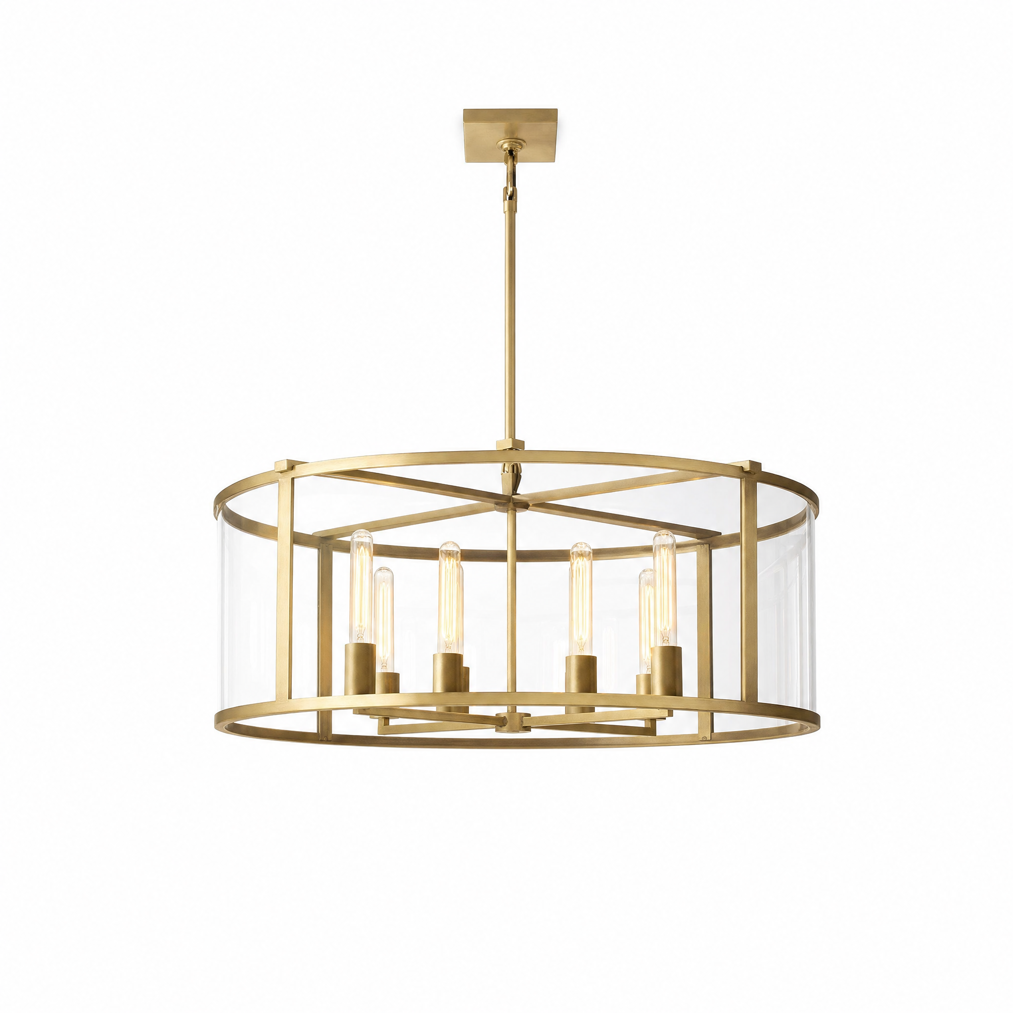 Vintage cage chandelier 60cm round brass