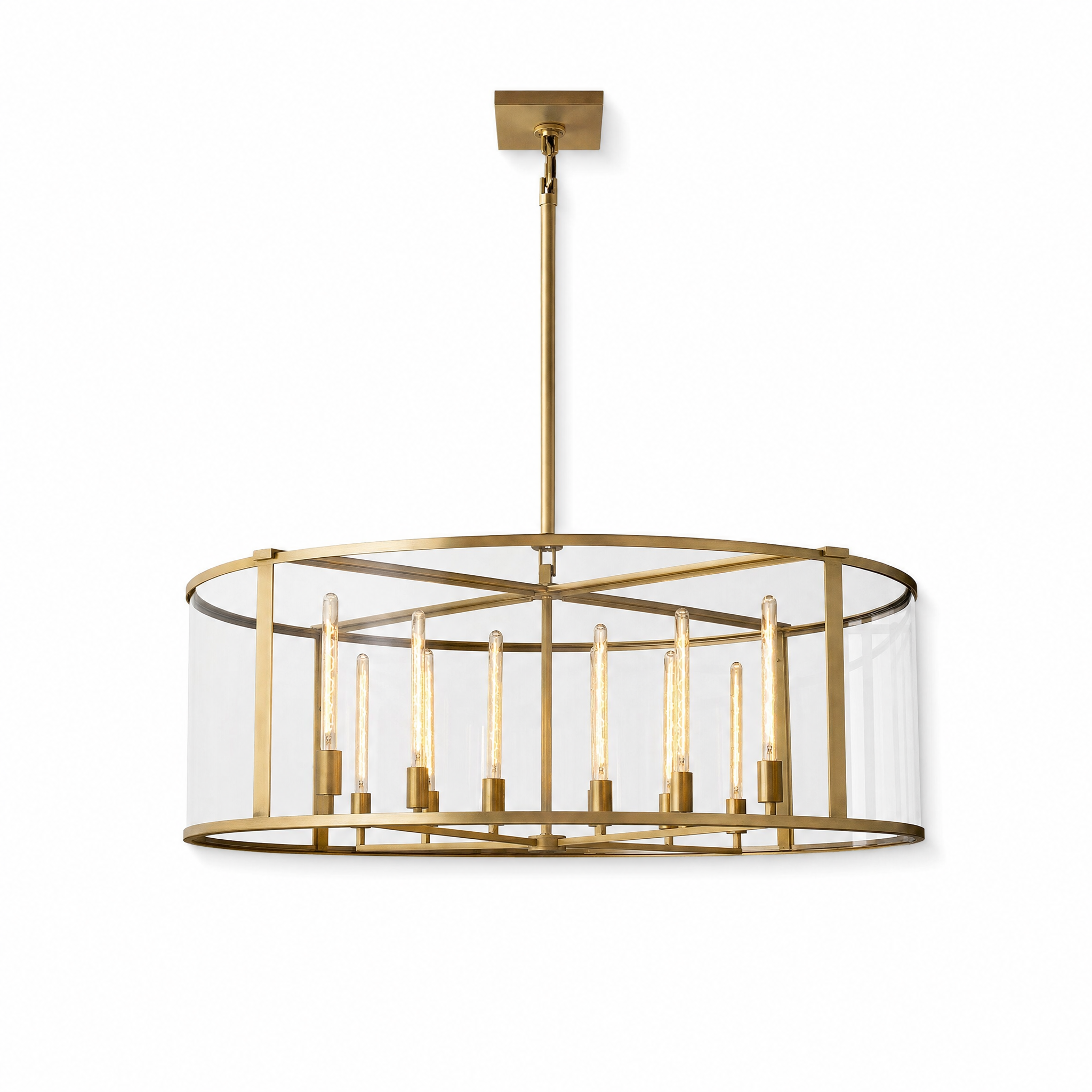 Vintage cage chandelier 140cm round brass
