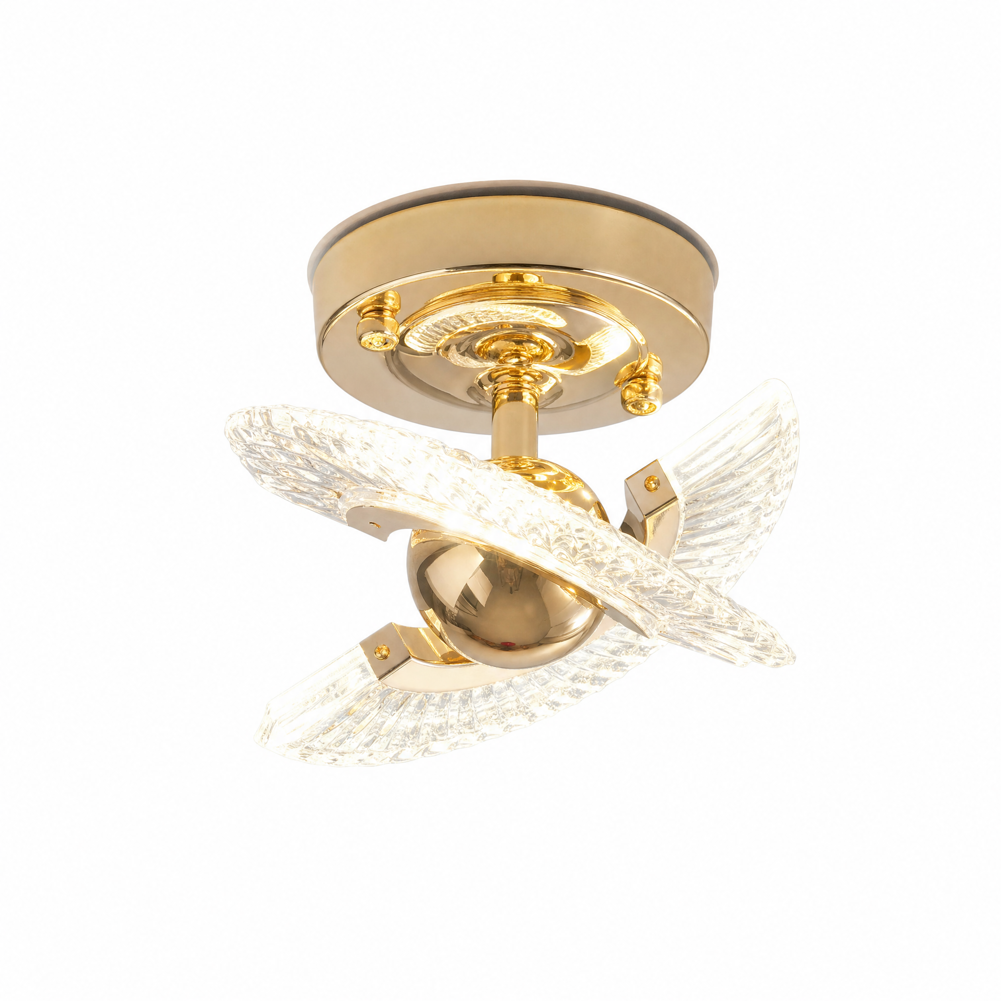 Winged crystal ceiling light warm white