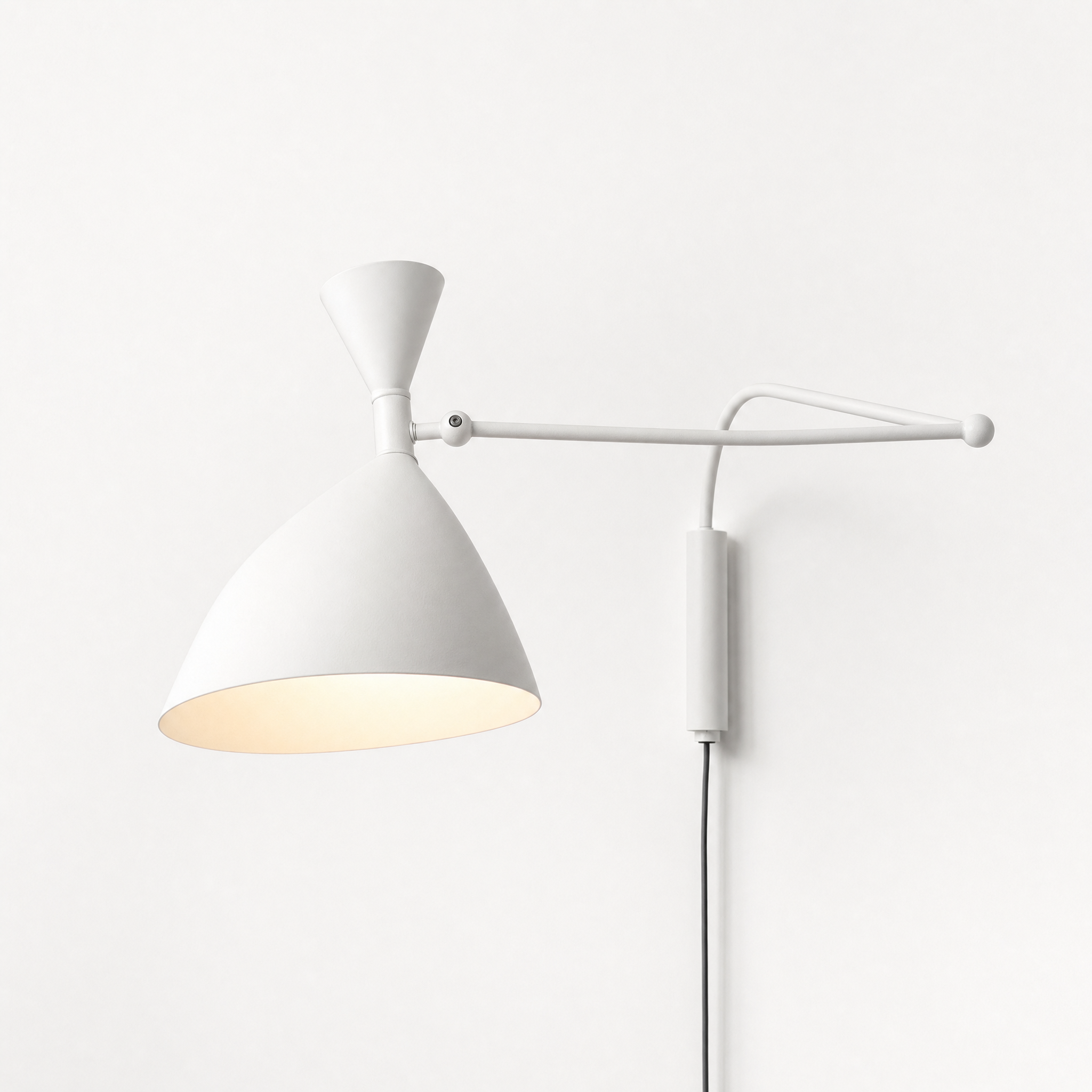 Calla white swing-arm wall lamp