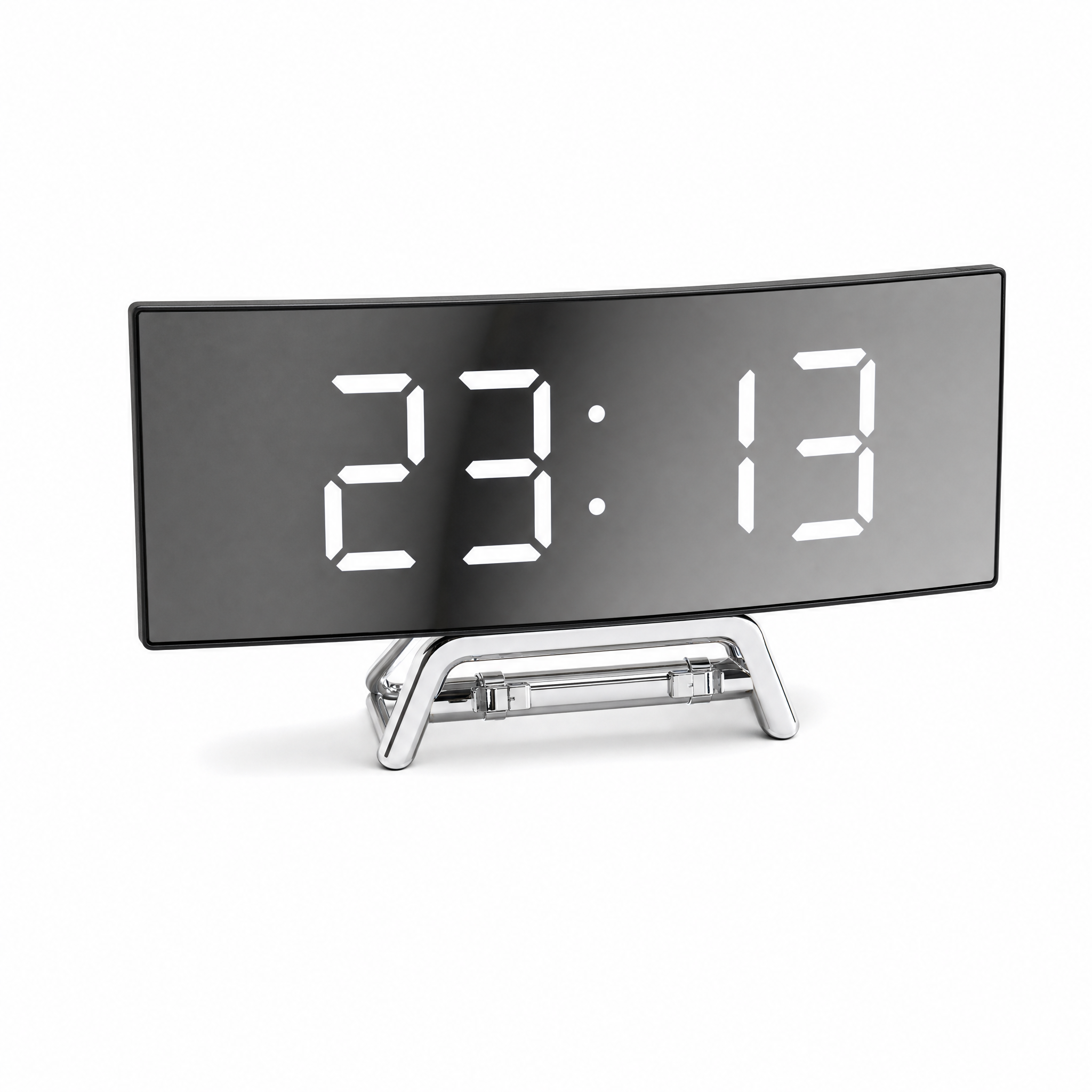 Arco Notte LED digital alarm clock white display on white background