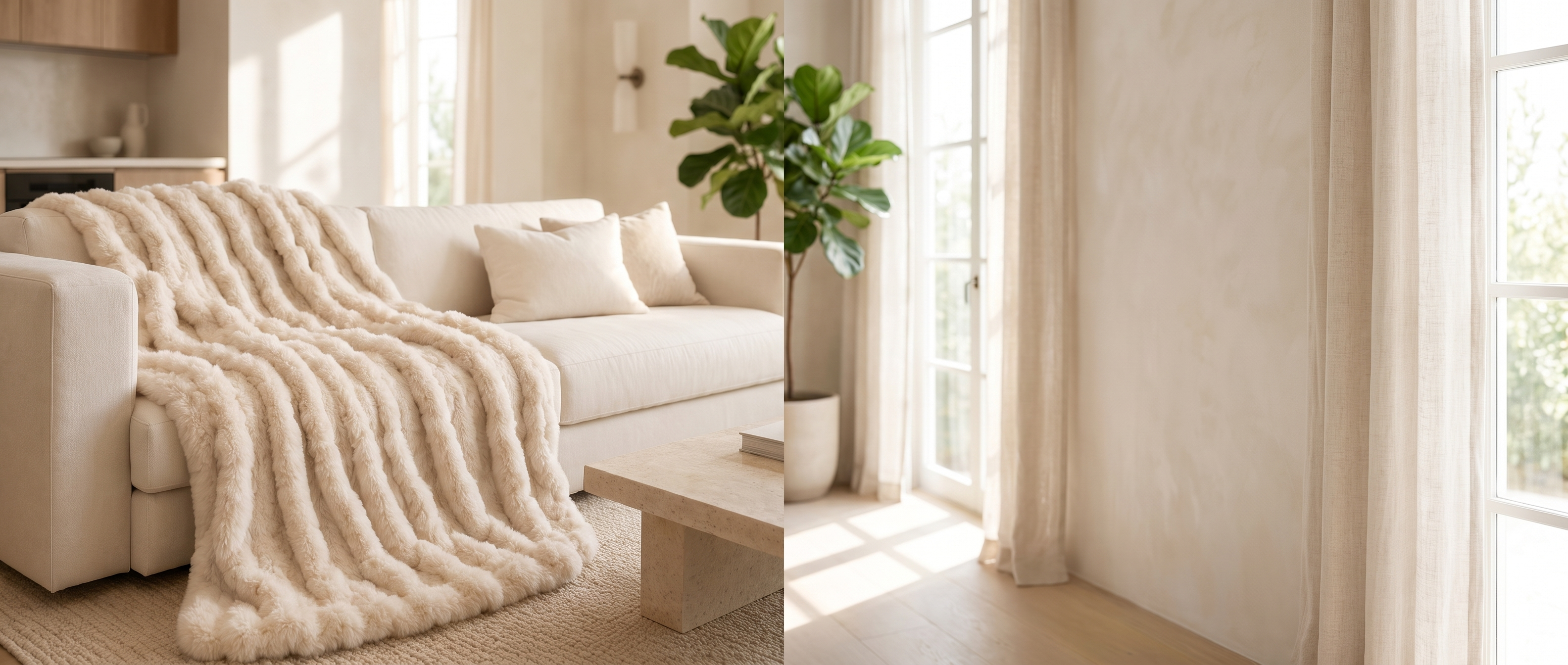 Nuvola Morbida faux fur throw living room banner