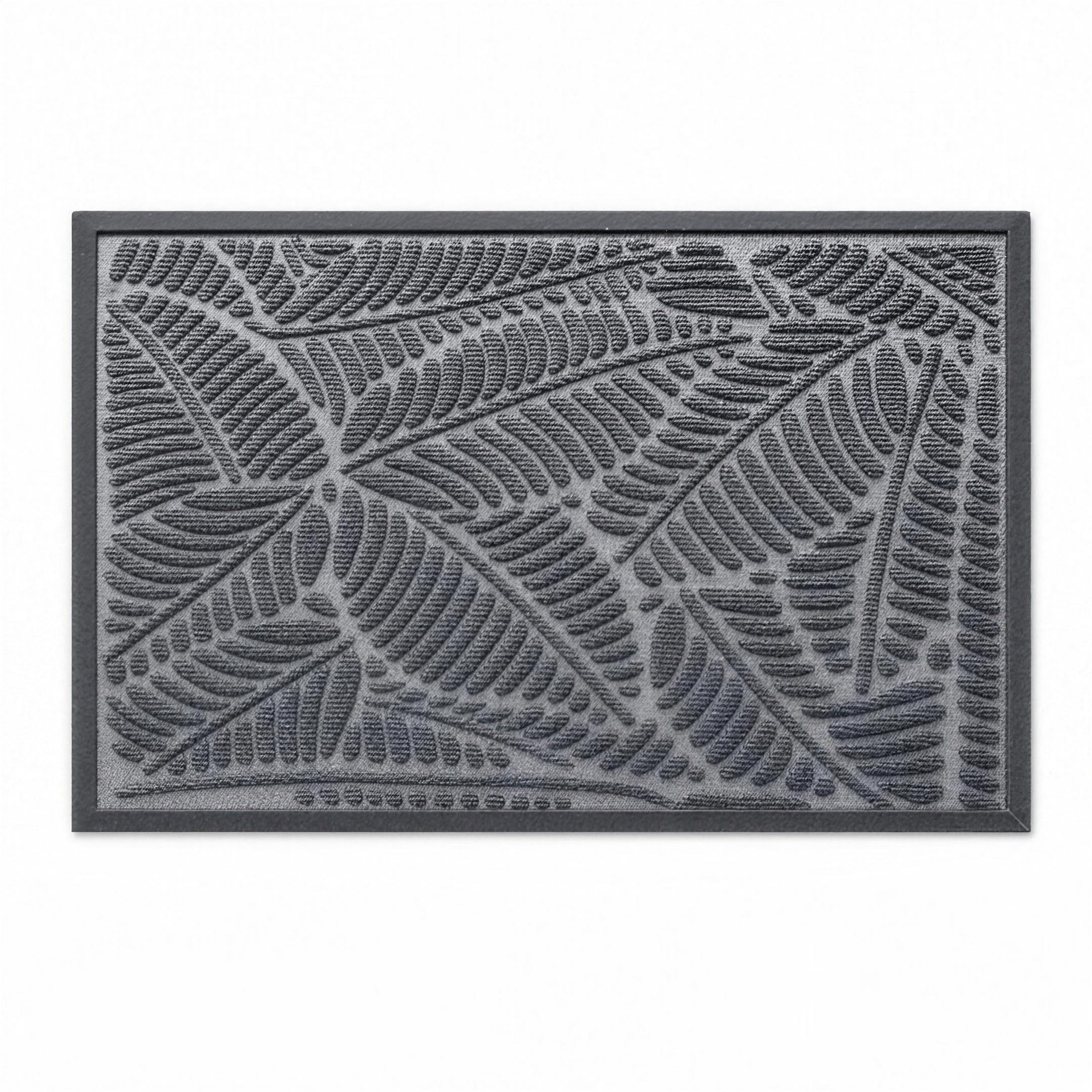 Foglia leaf doormat in gray on white