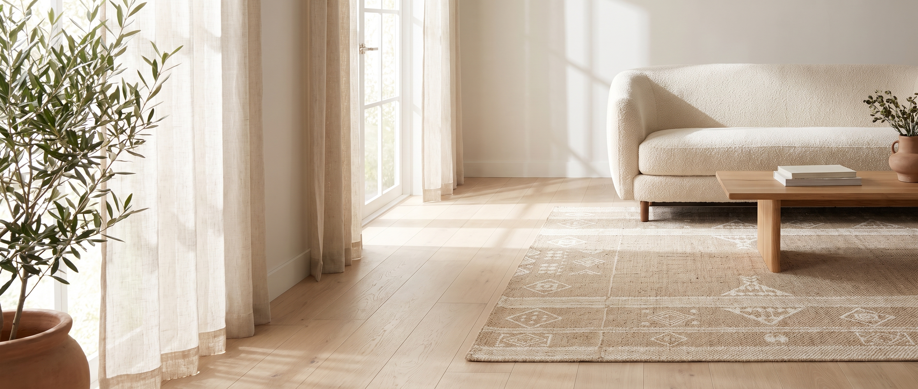 Duna Sabbia wool area rug lifestyle banner