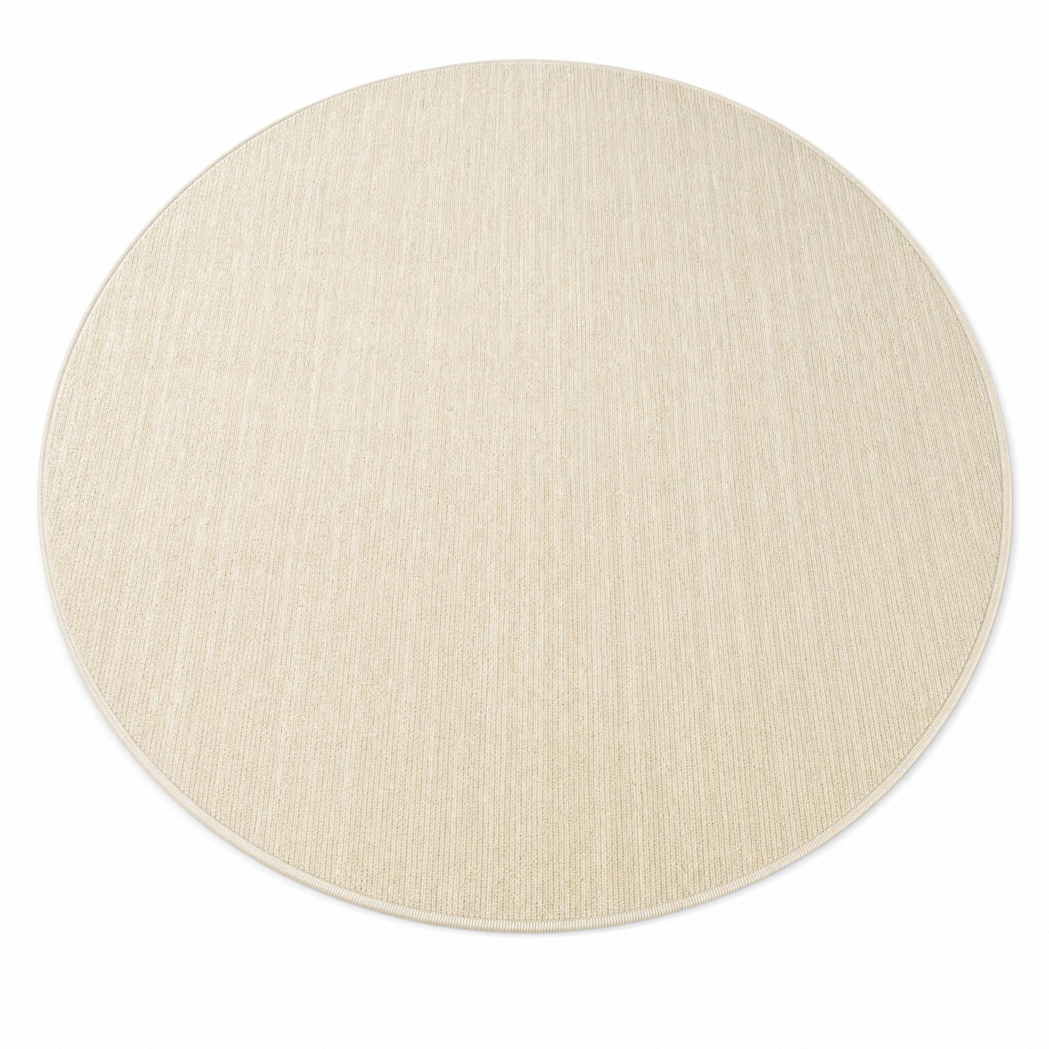 Cerchio Sereno Design A plain weave round cream rug on white