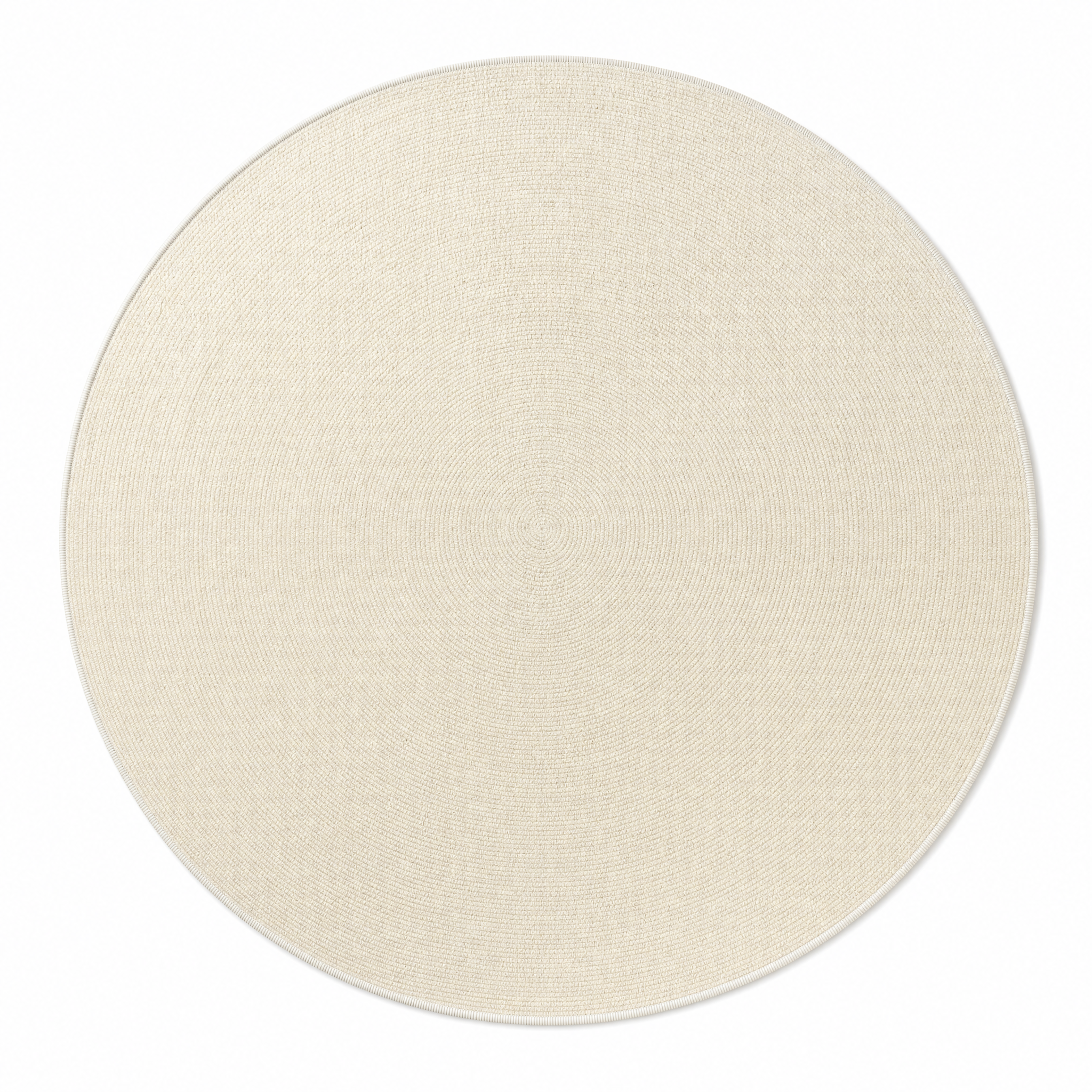 Cerchio Sereno Design C swirl round cream rug on white