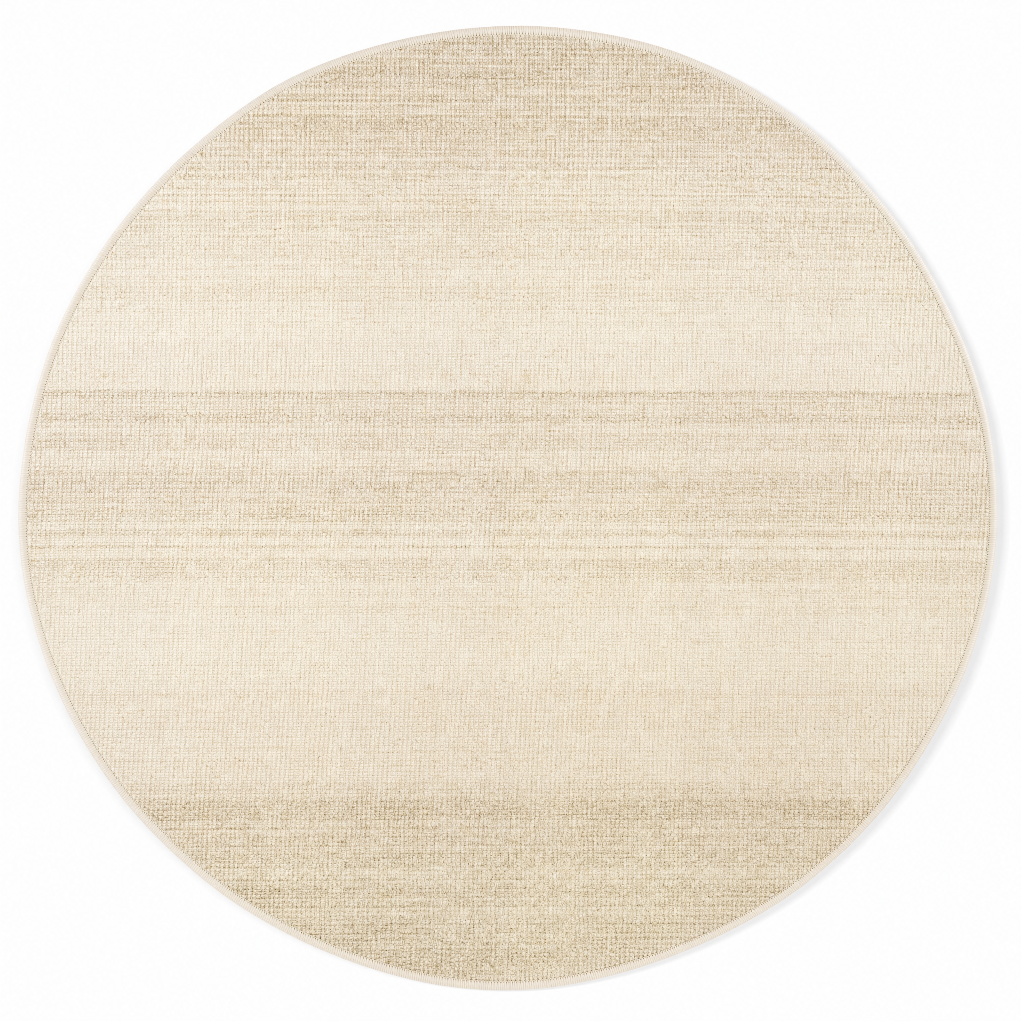 Cerchio Sereno Design D banded round cream rug on white