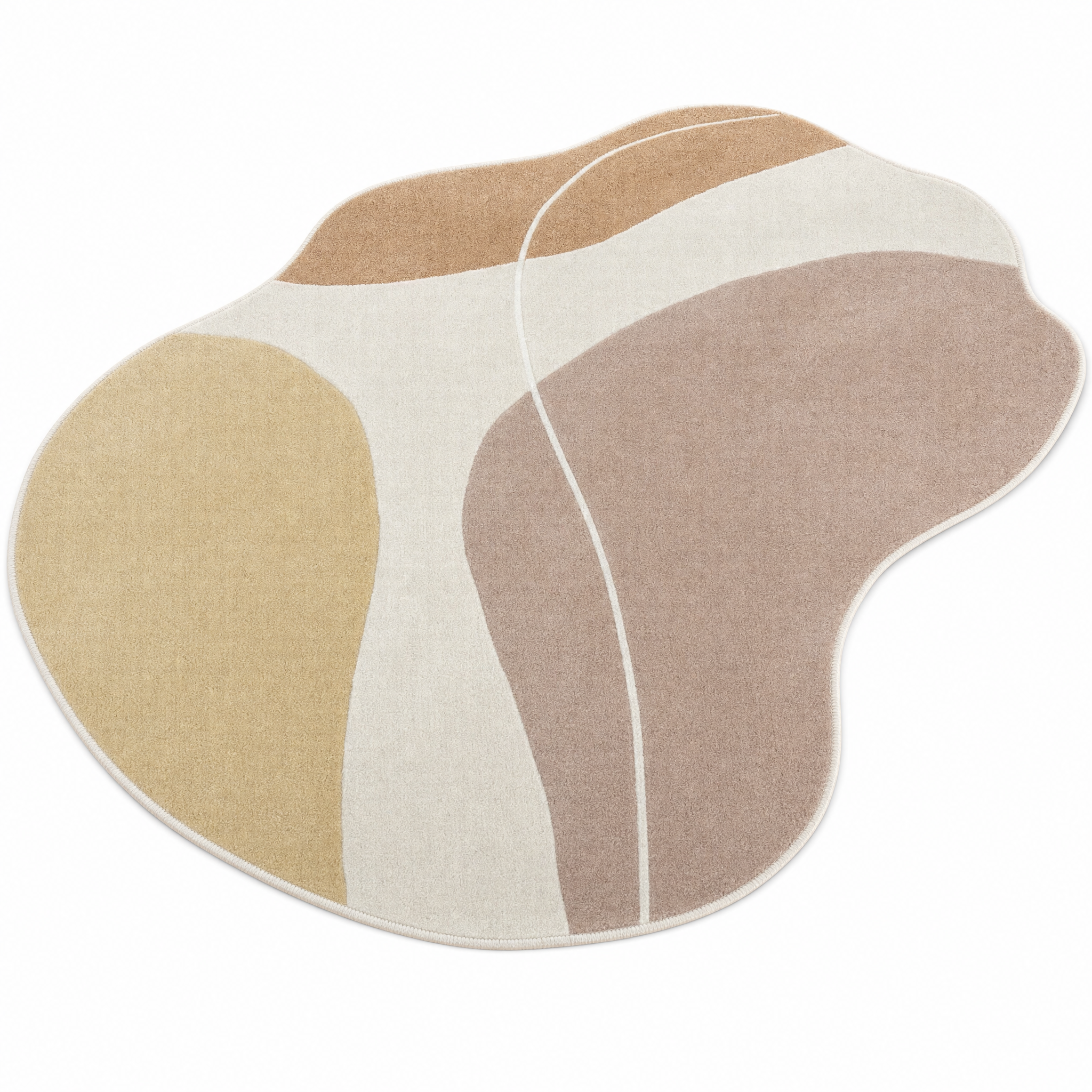 Rosa wabi-sabi pebble rug on a white background