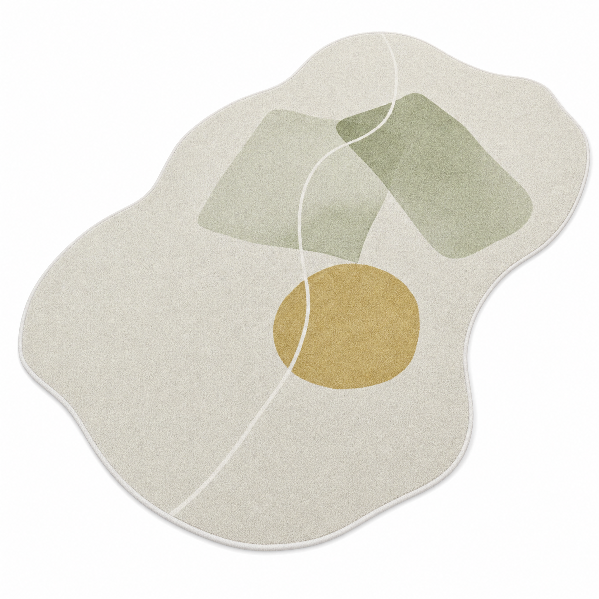 Salvia wabi-sabi pebble rug on a white background