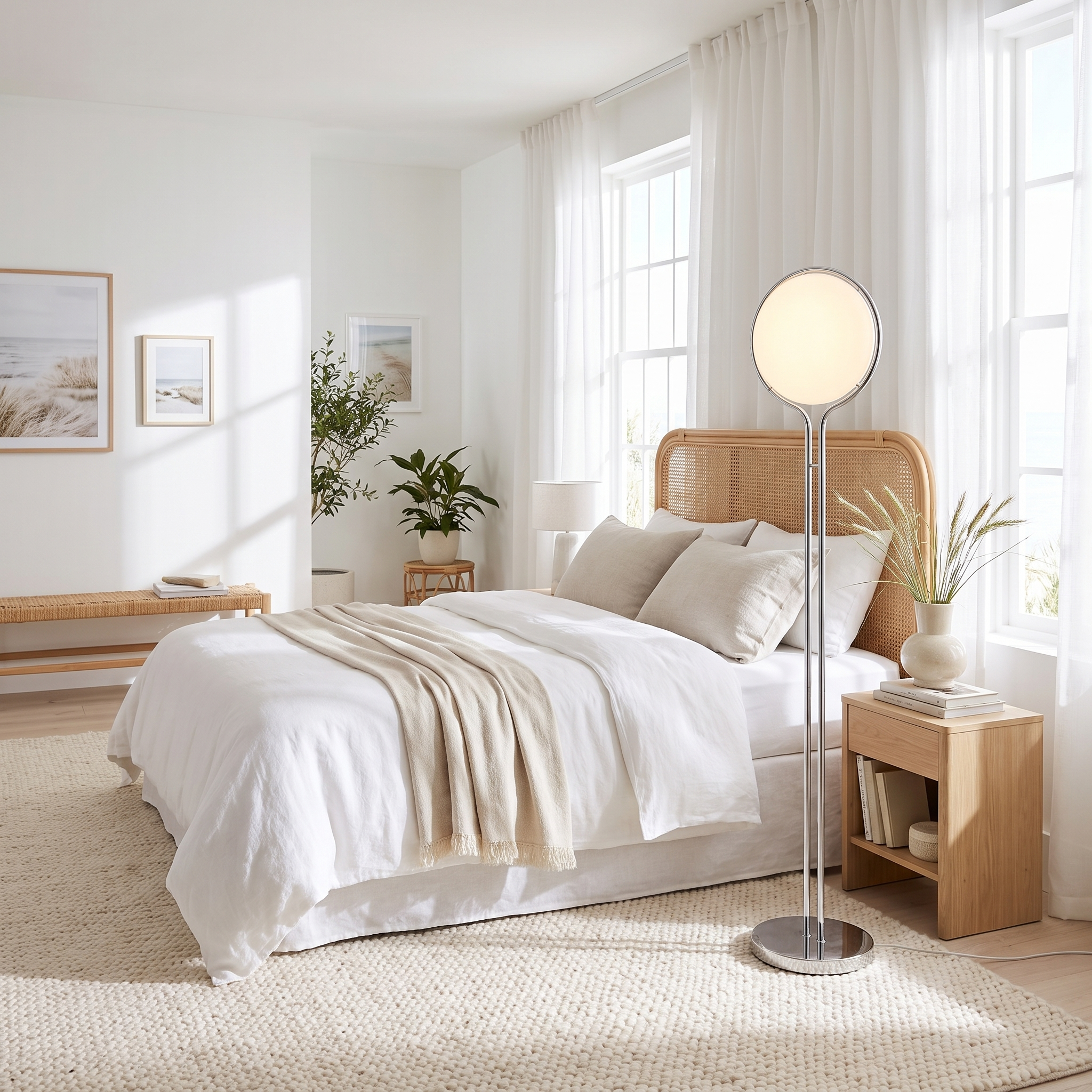 ZCLS Luna Velata floor lamp beside a bed