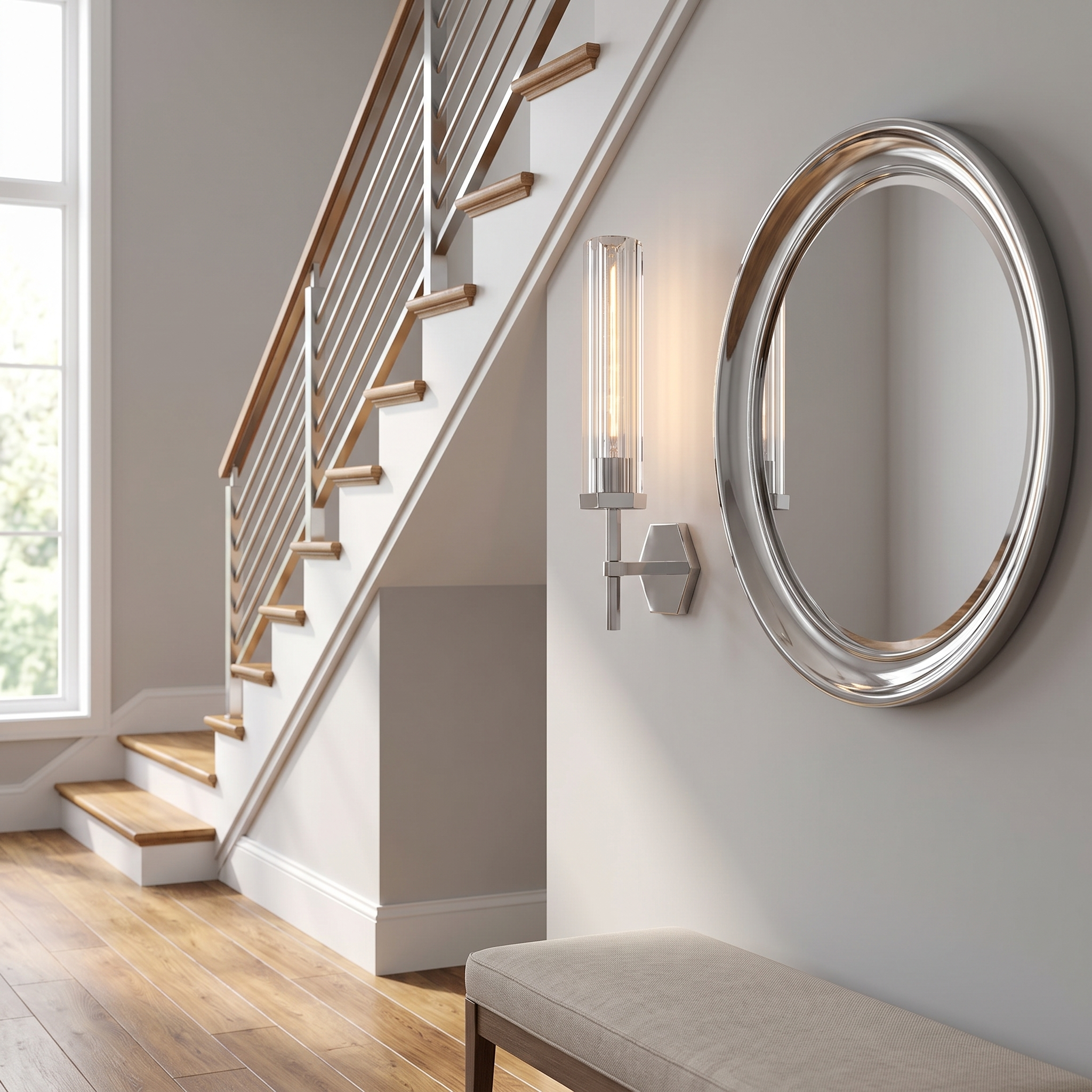 ZCLS Chrome crystal wall sconce in an entryway
