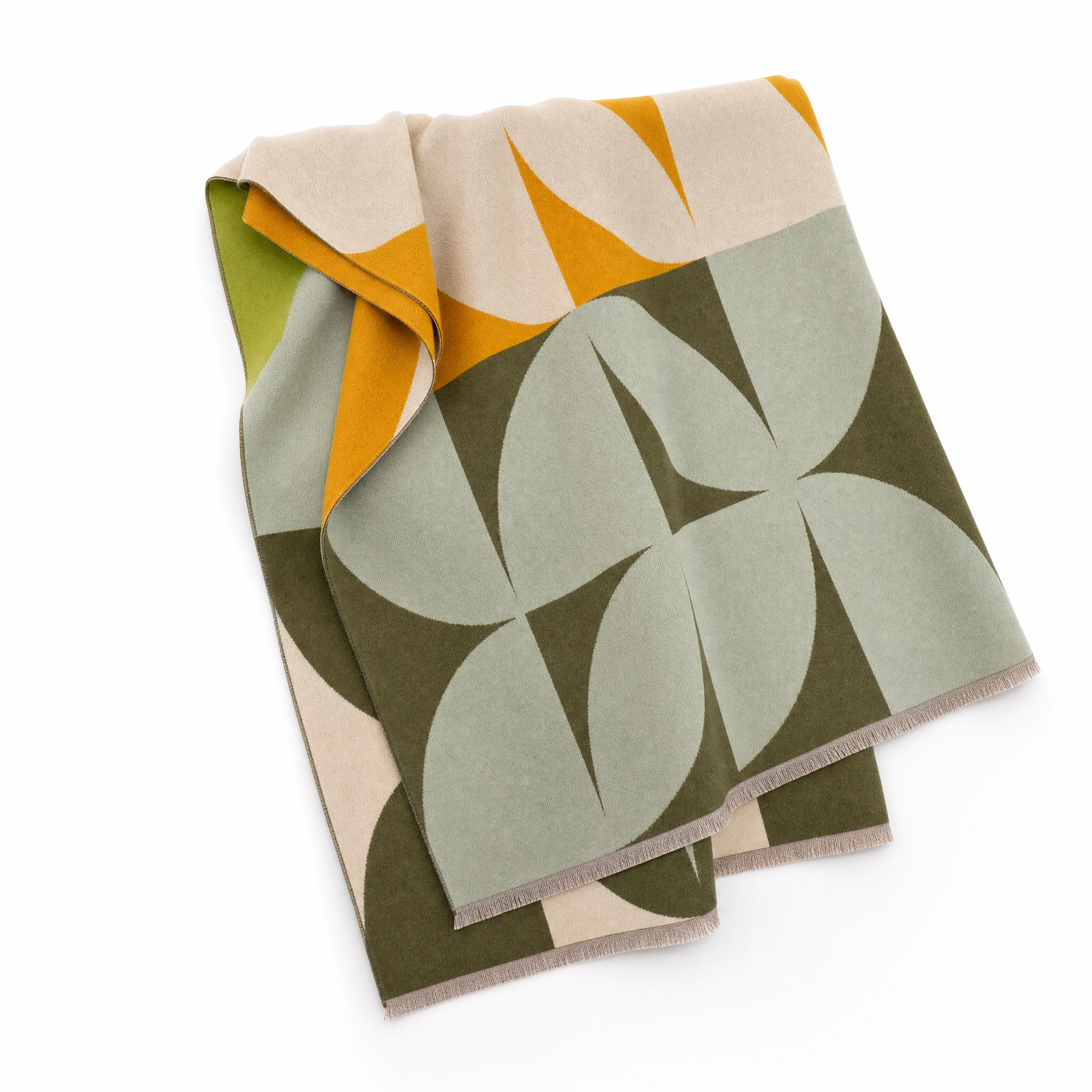 Verdant Slate reversible geometric wrap poncho