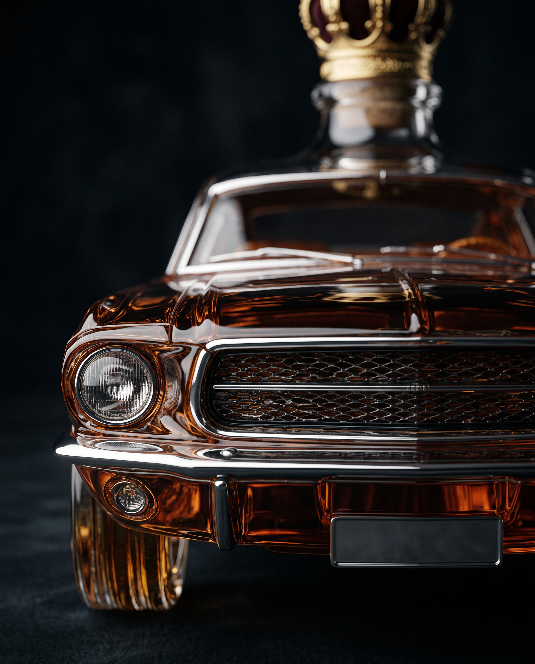 Furia Muscle Car Whiskey Decanter - chrome grille detail