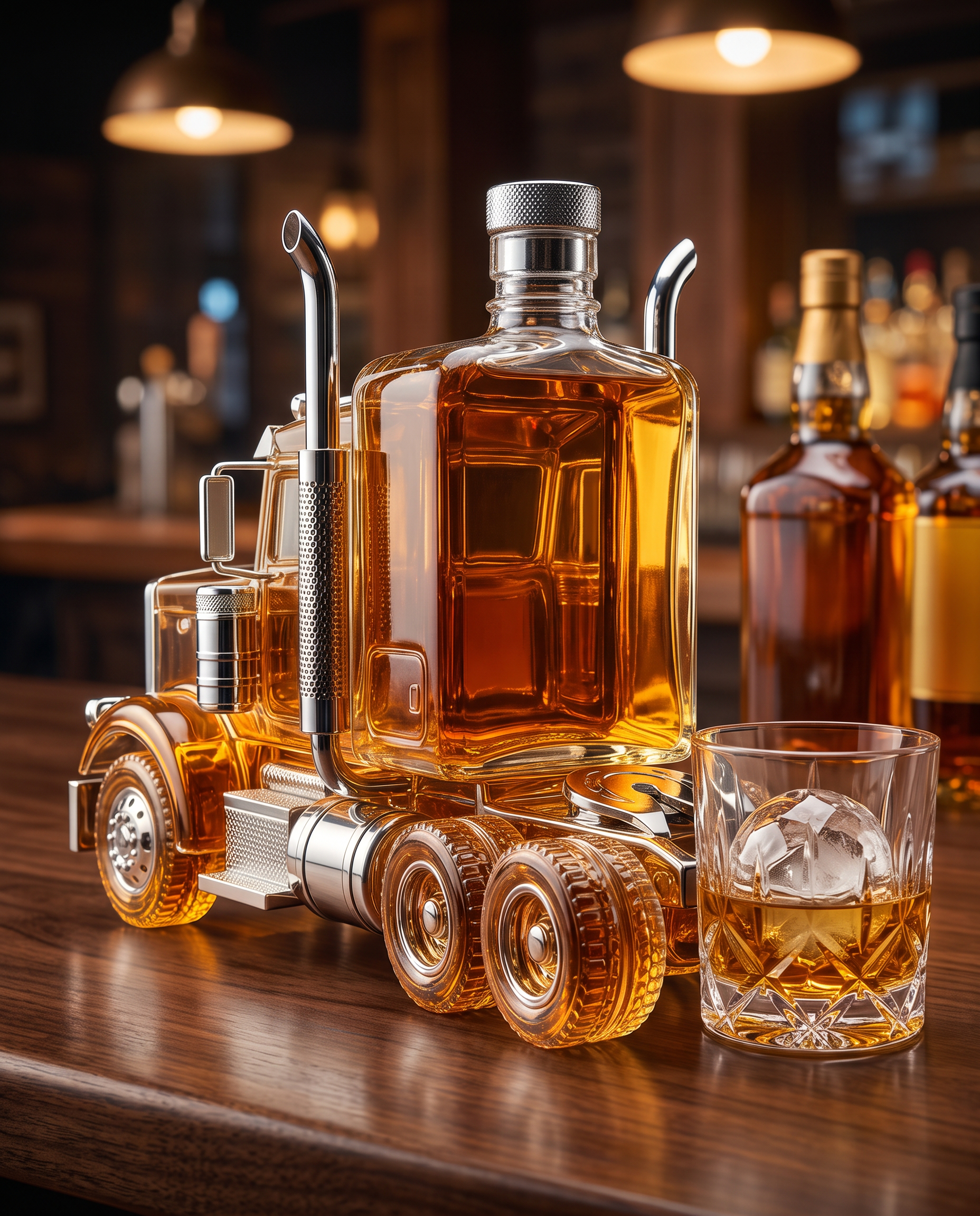 Titano Big-Rig Whiskey Decanter on a home bar