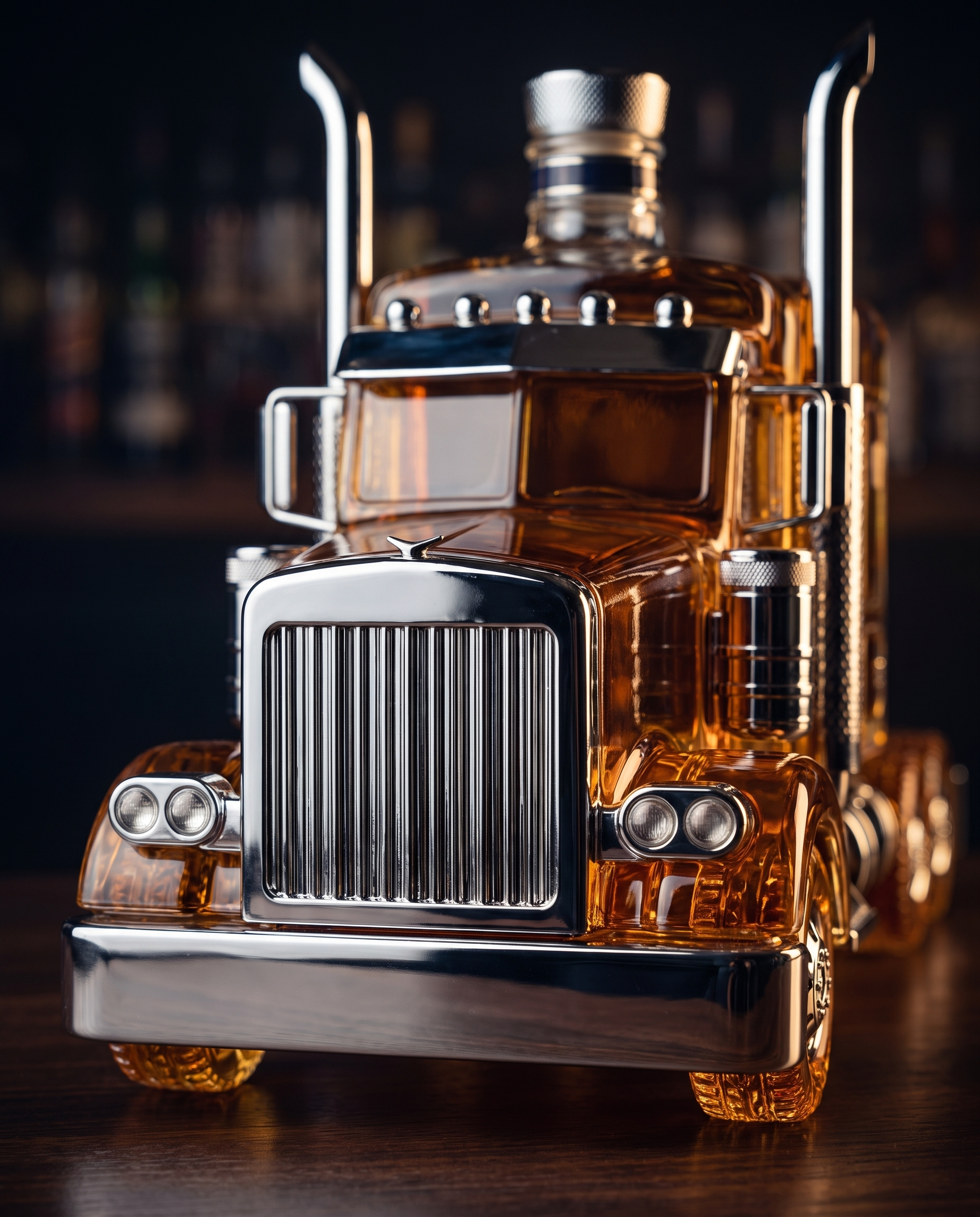 Titano Big-Rig Whiskey Decanter - chrome grille detail
