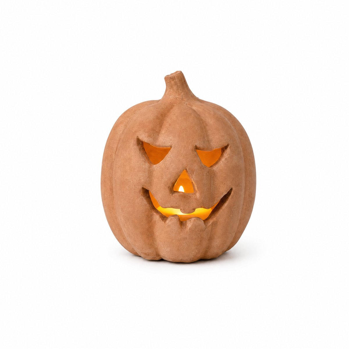 Zucca Toscana terracotta pumpkin lantern, Small, on white