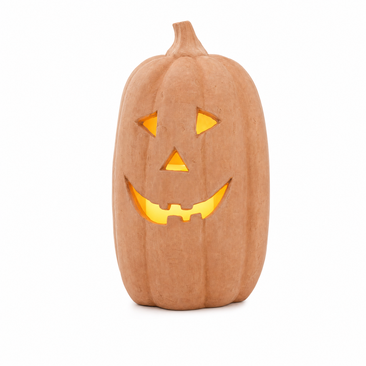 Zucca Toscana terracotta pumpkin lantern, Large, on white