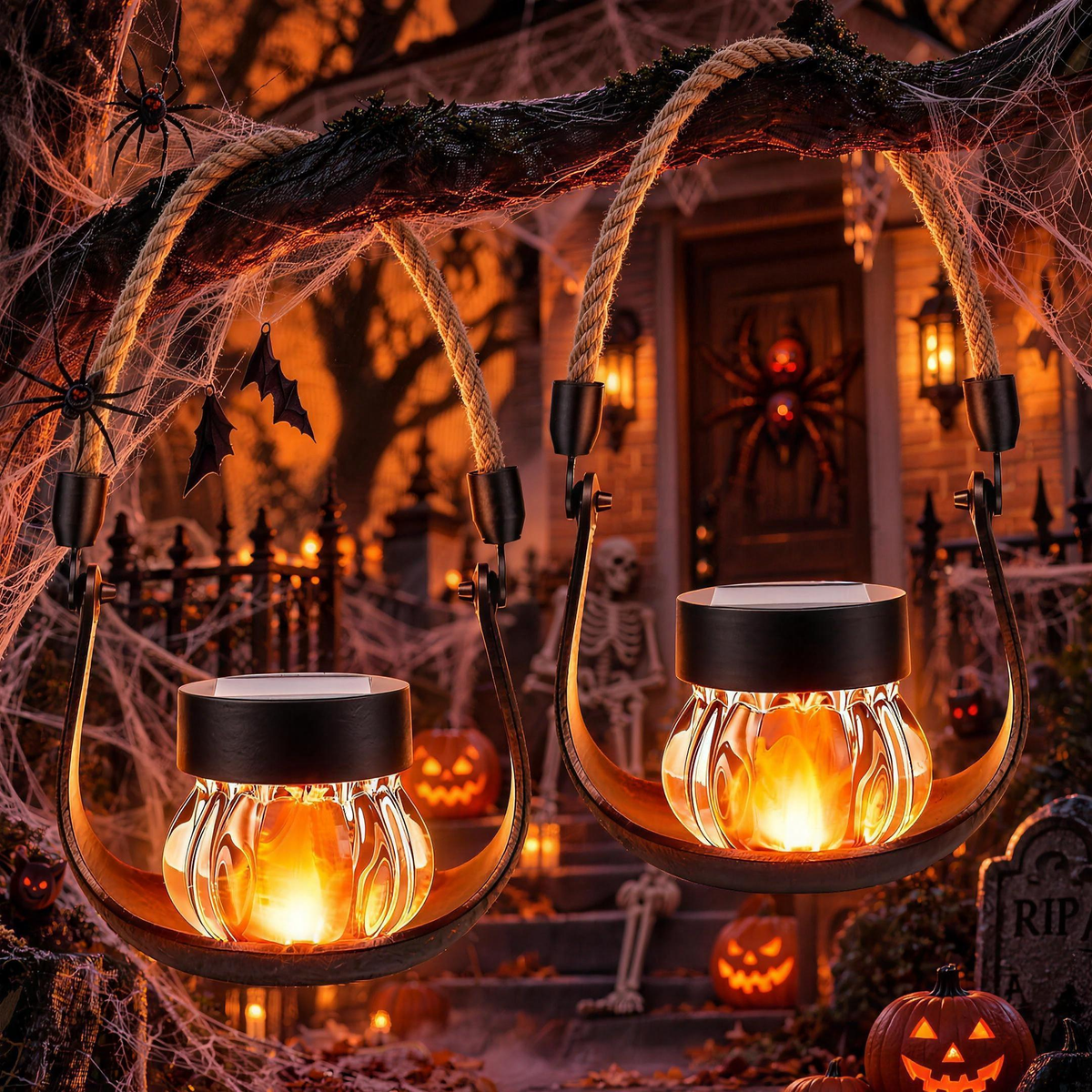 Lucerna Autunnale flame lantern glowing outdoors in autumn