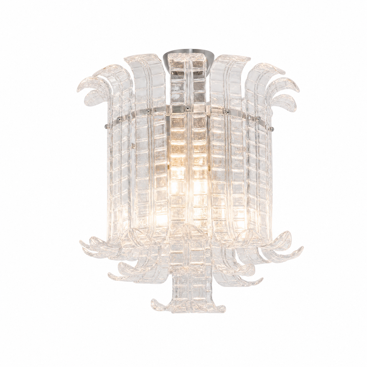 Fronda Veneziana glass flush mount in clear glass, Small, lit