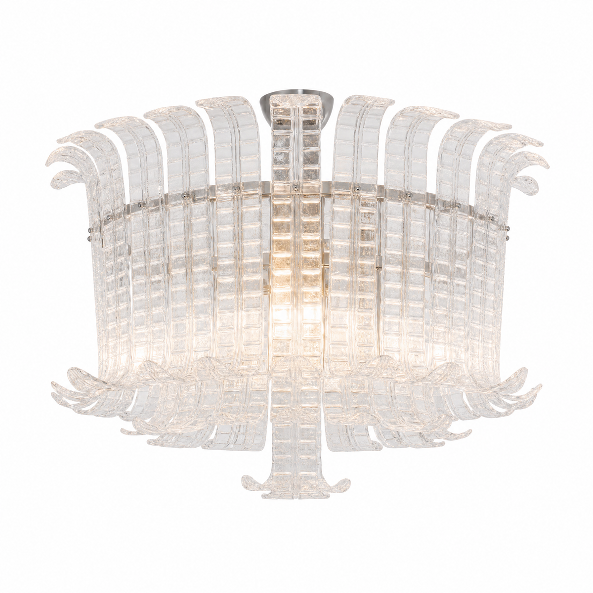 Fronda Veneziana glass flush mount in clear glass, Medium, lit