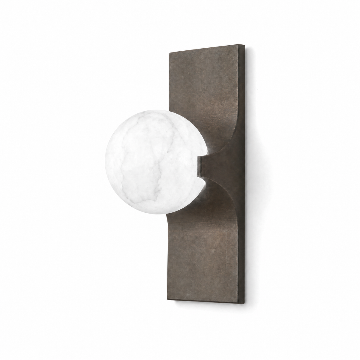 Lume Velato single alabaster wall sconce, brass, cool white 6000K