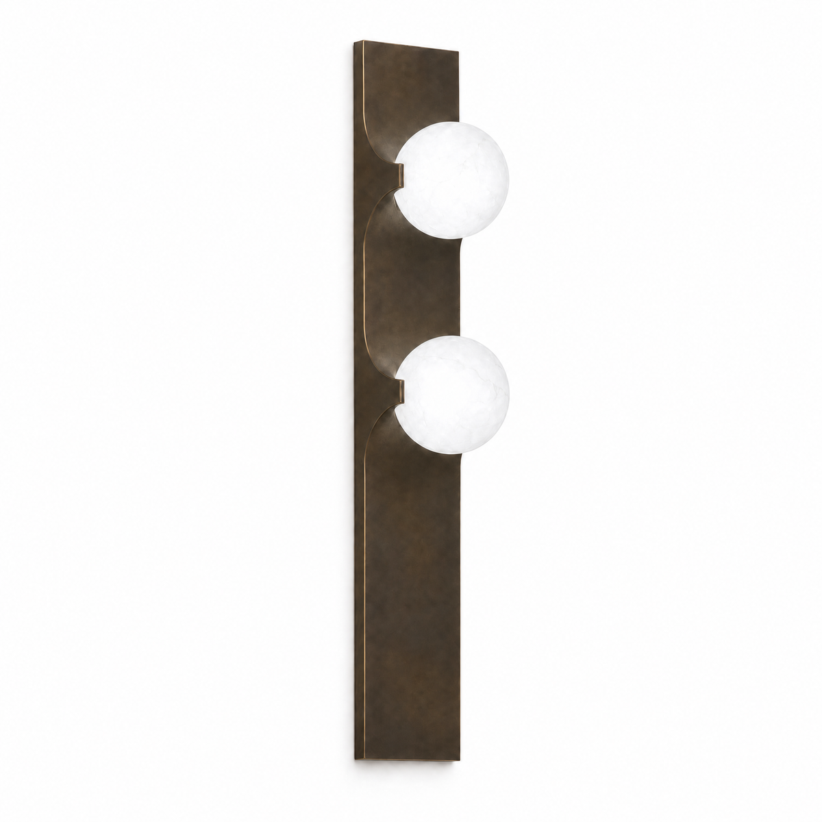 Lume Velato double alabaster wall sconce, brass, cool white 6000K