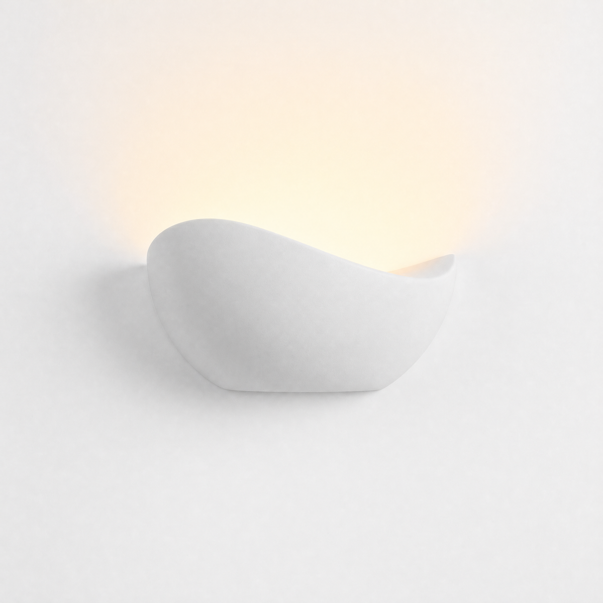 Mezzaluna white half-moon wall sconce with warm 3000K upward light