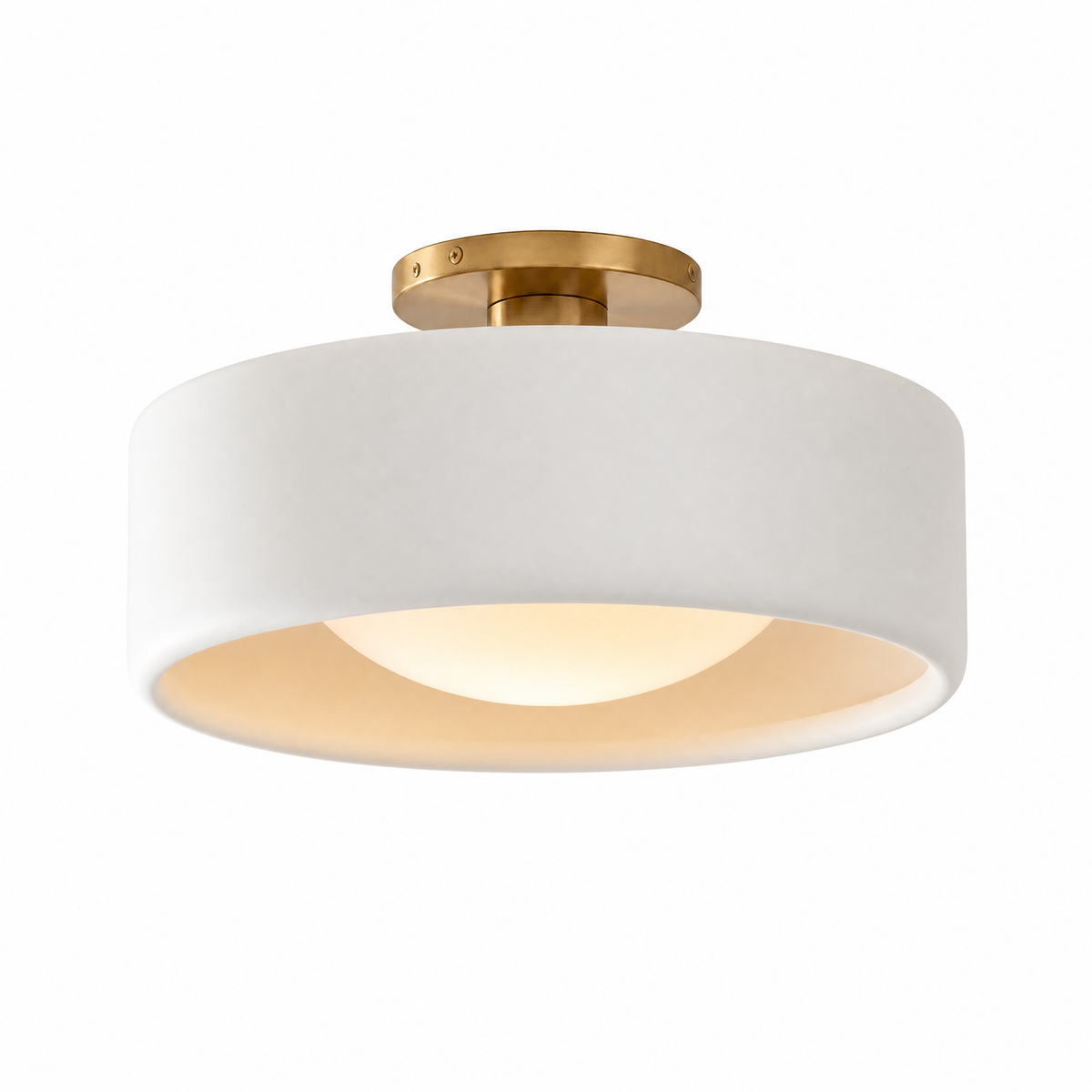 Porcellana Dolce semi-flush ceiling light in White, 14 in