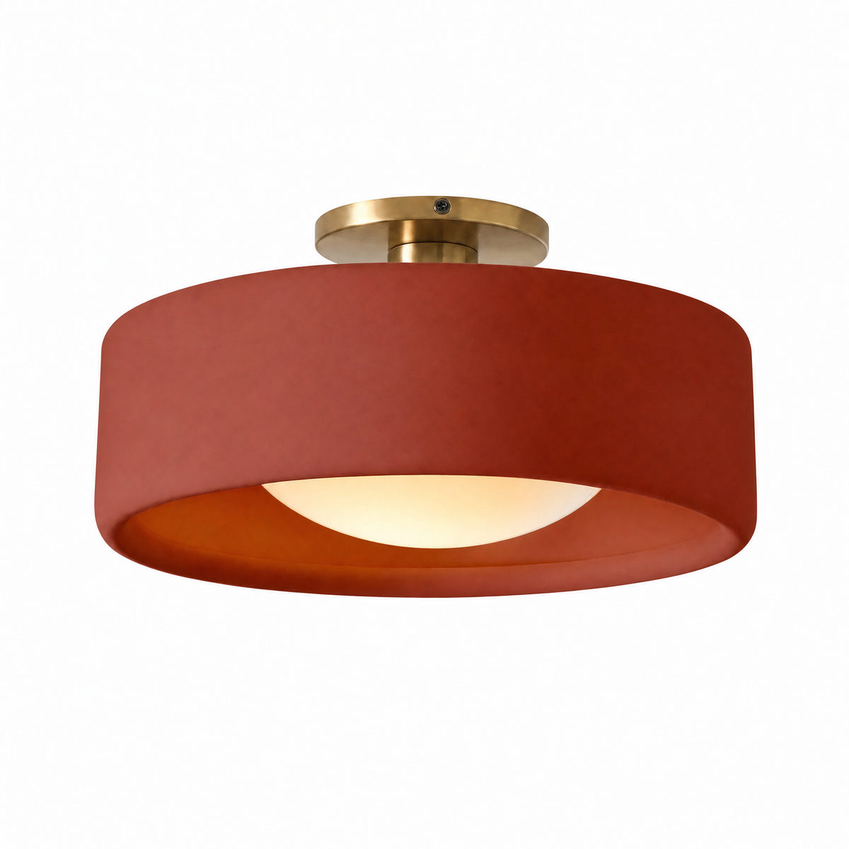 Porcellana Dolce semi-flush ceiling light in Brick Red, 14 in
