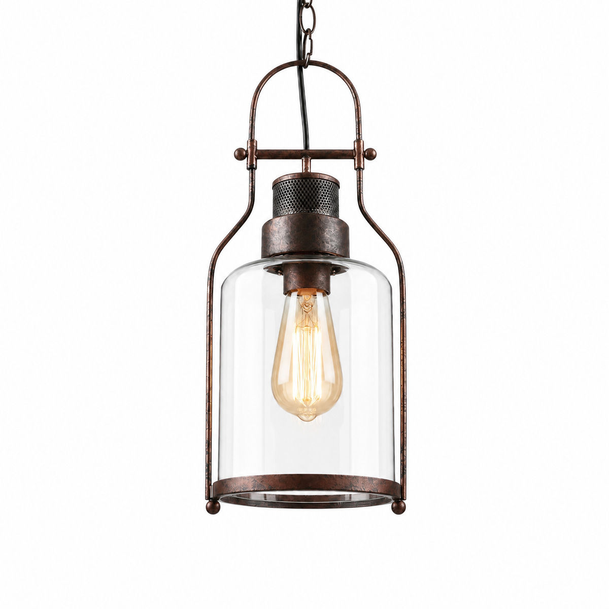 Lanterna Bottega glass jar pendant light in rust with clear glass
