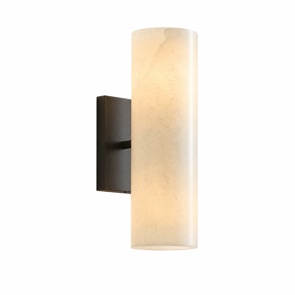 Colonna Velata tube wall sconce in bronze with alabaster shade